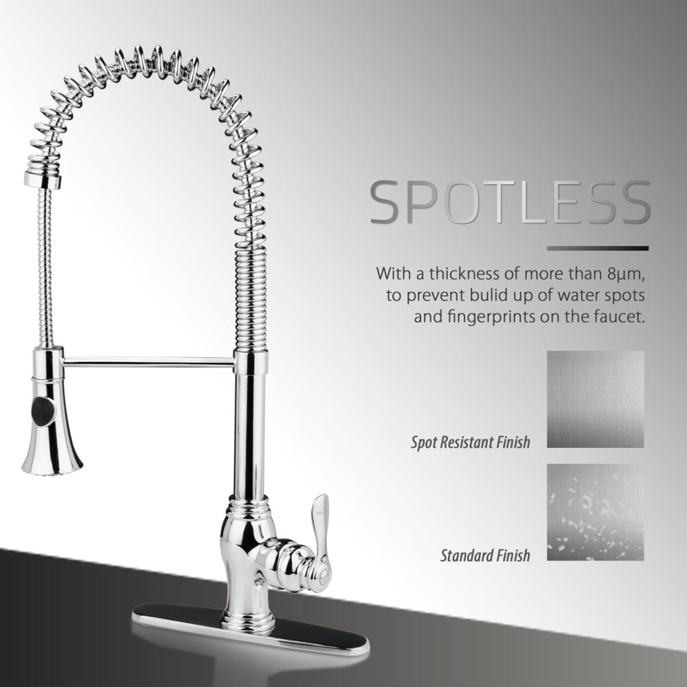 iSpring Chrome 1-Handle Deck-Mount Pull-Out Handle Kitchen Faucet (Deck Plate Included)