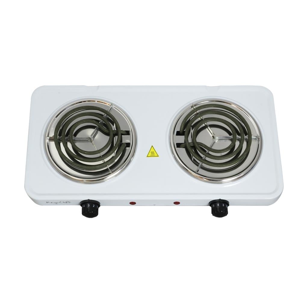MegaChef Portable Dual Electric Cooktop - White