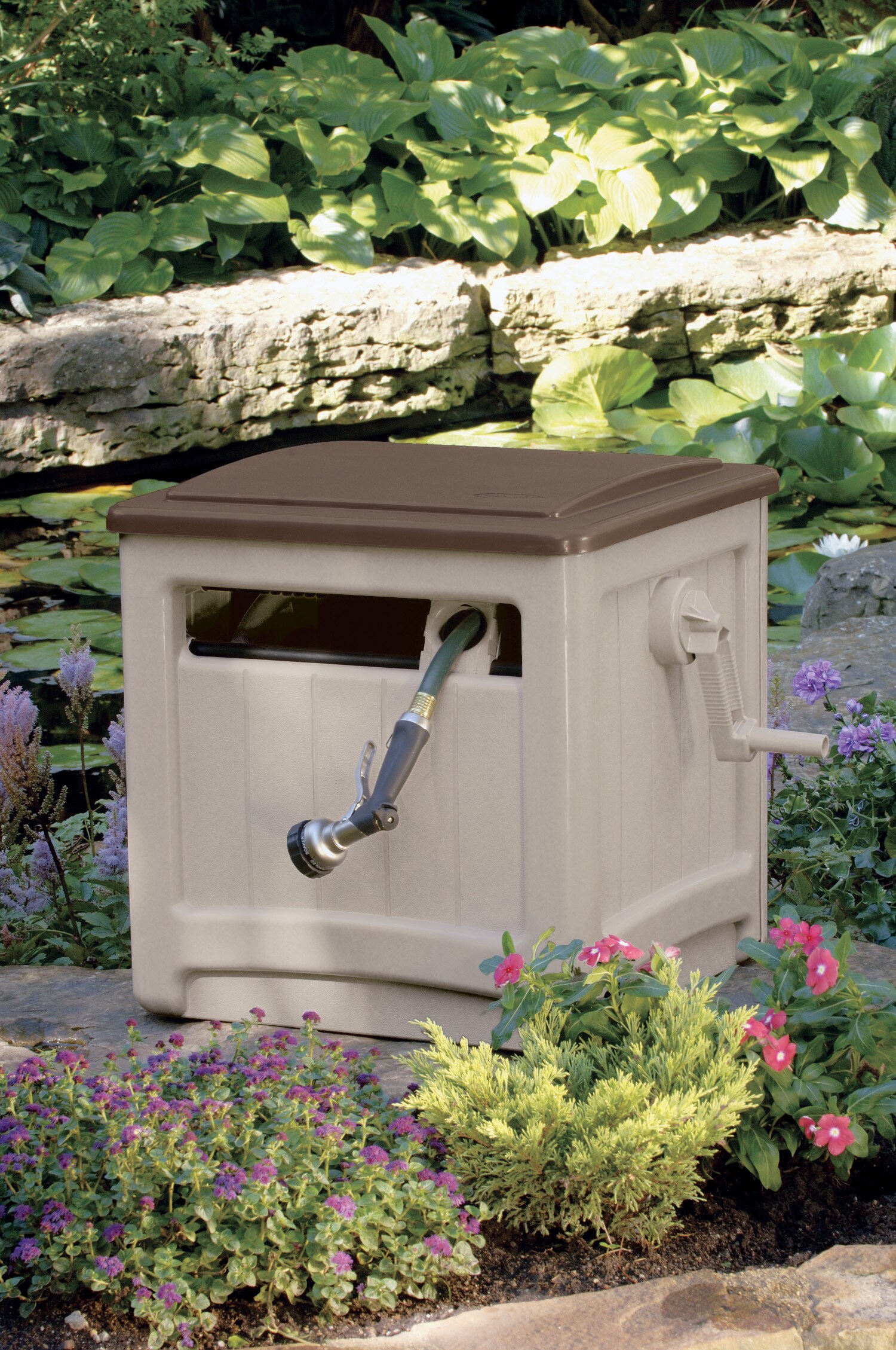 Garden Hose Portable Storage Box Outdoor Hideaway Water Reel Container 150  Ft. 313047174154 