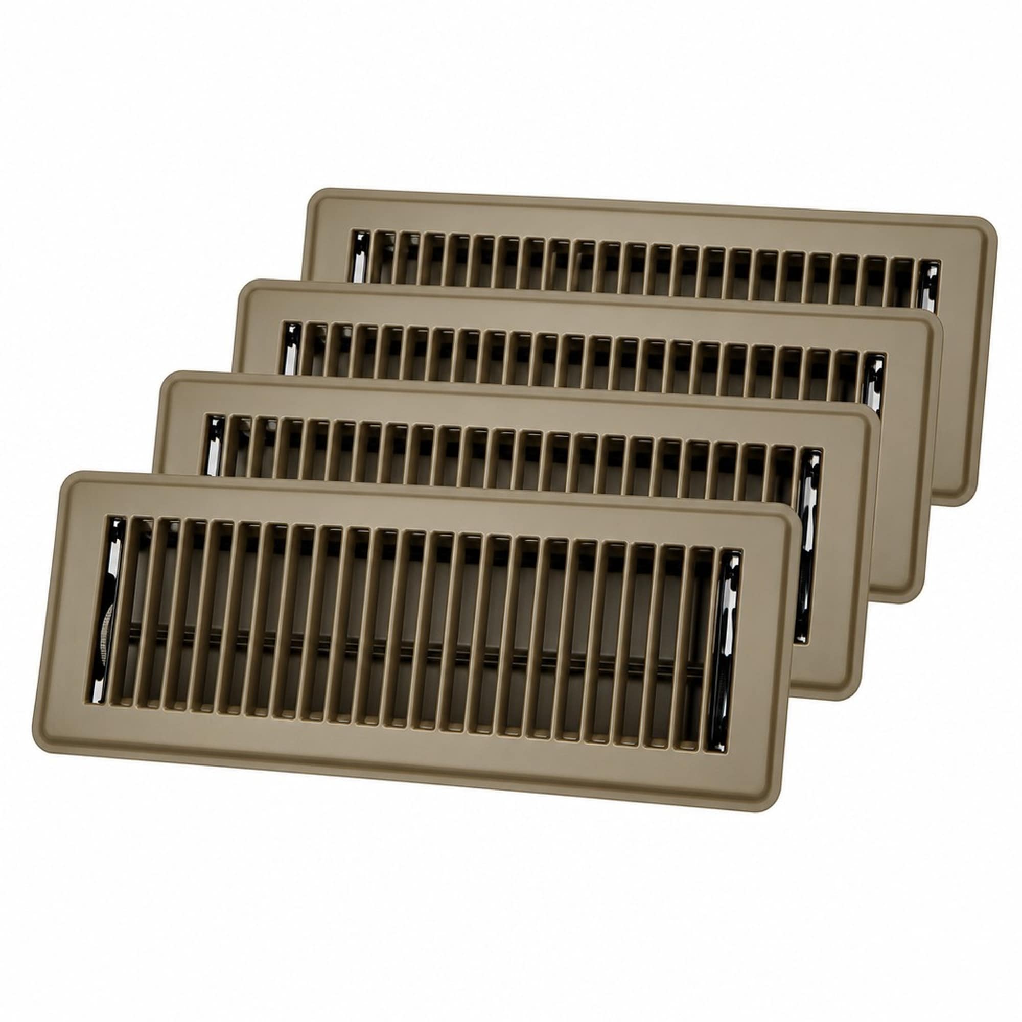 OGETFUUR 4-Pack 4x10 Brown Floor Register Vent Covers with Adjustable Airflow Design for Home HVAC System featuring Durable Construction and Easy Louver Control