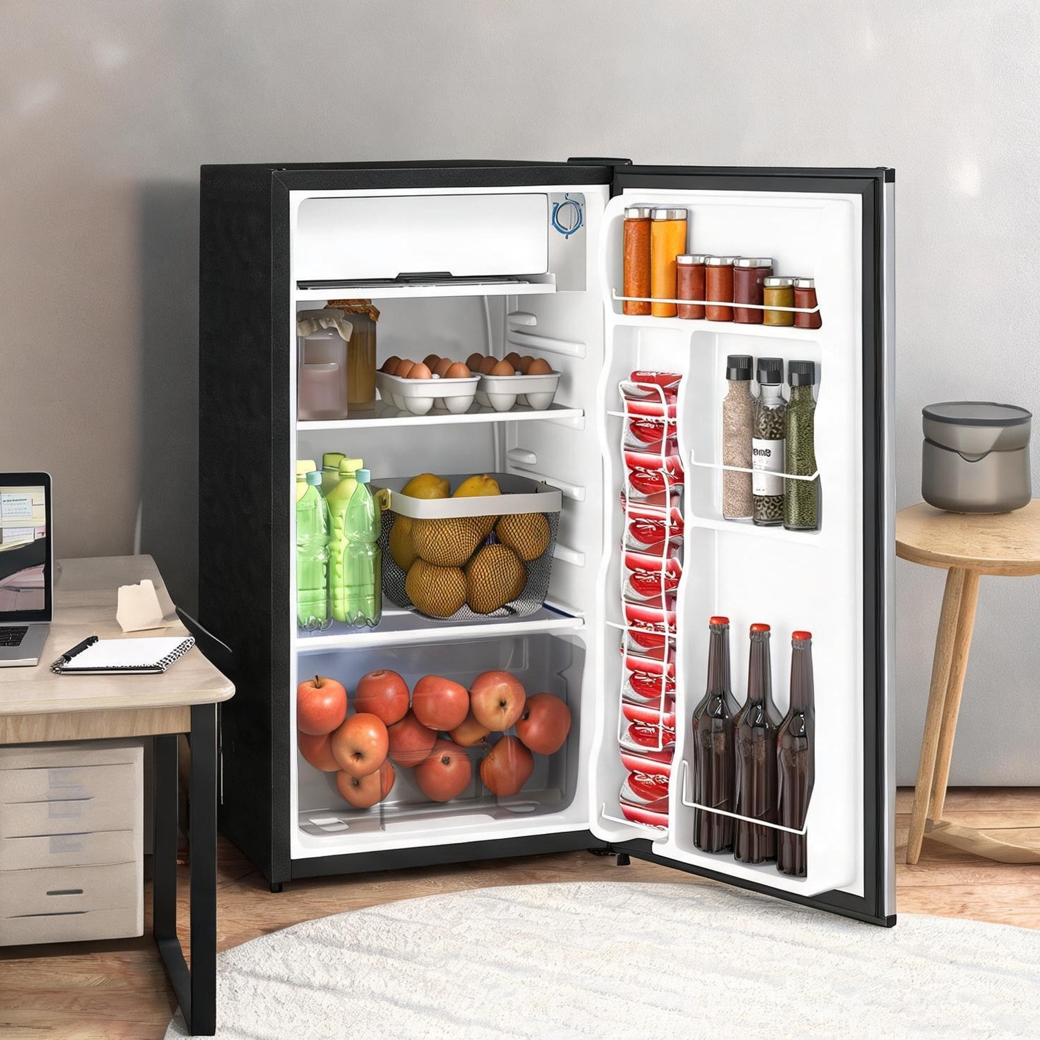 BBabe 3.2 Cu.Ft Top-Freezer Mini Fridge with Reversible Door Polished Silver #R49MU747C5RL