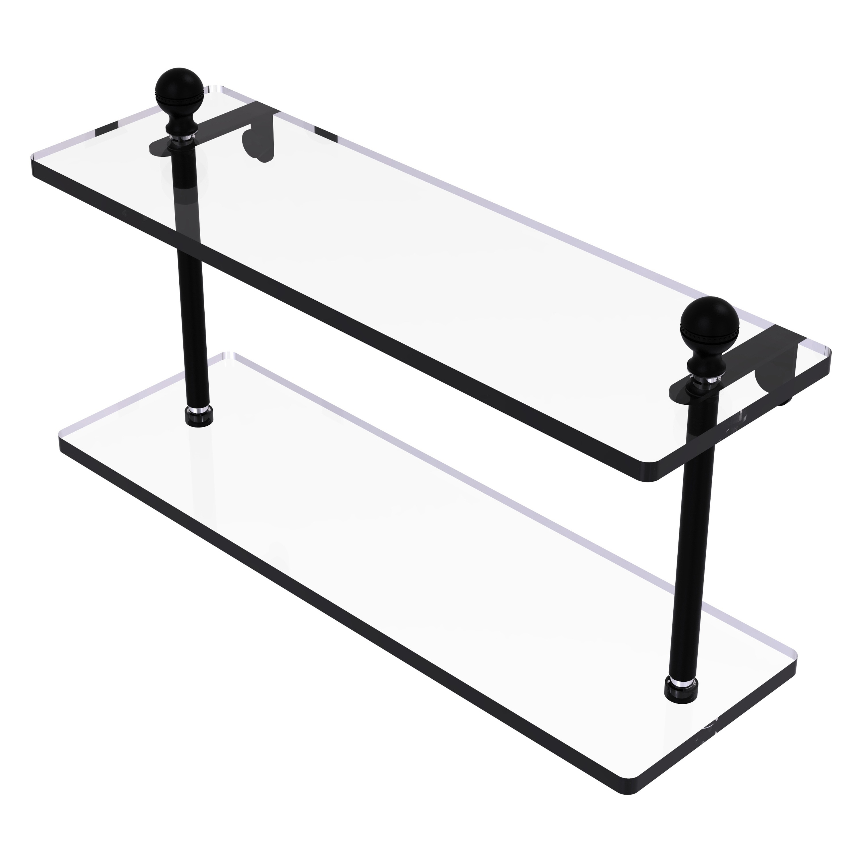 Allied Brass MA-2/16-BKM Mambo Matte Black 2-Tier Wall Mount Bathroom Shelf (16-in x 8-in x 5-in)