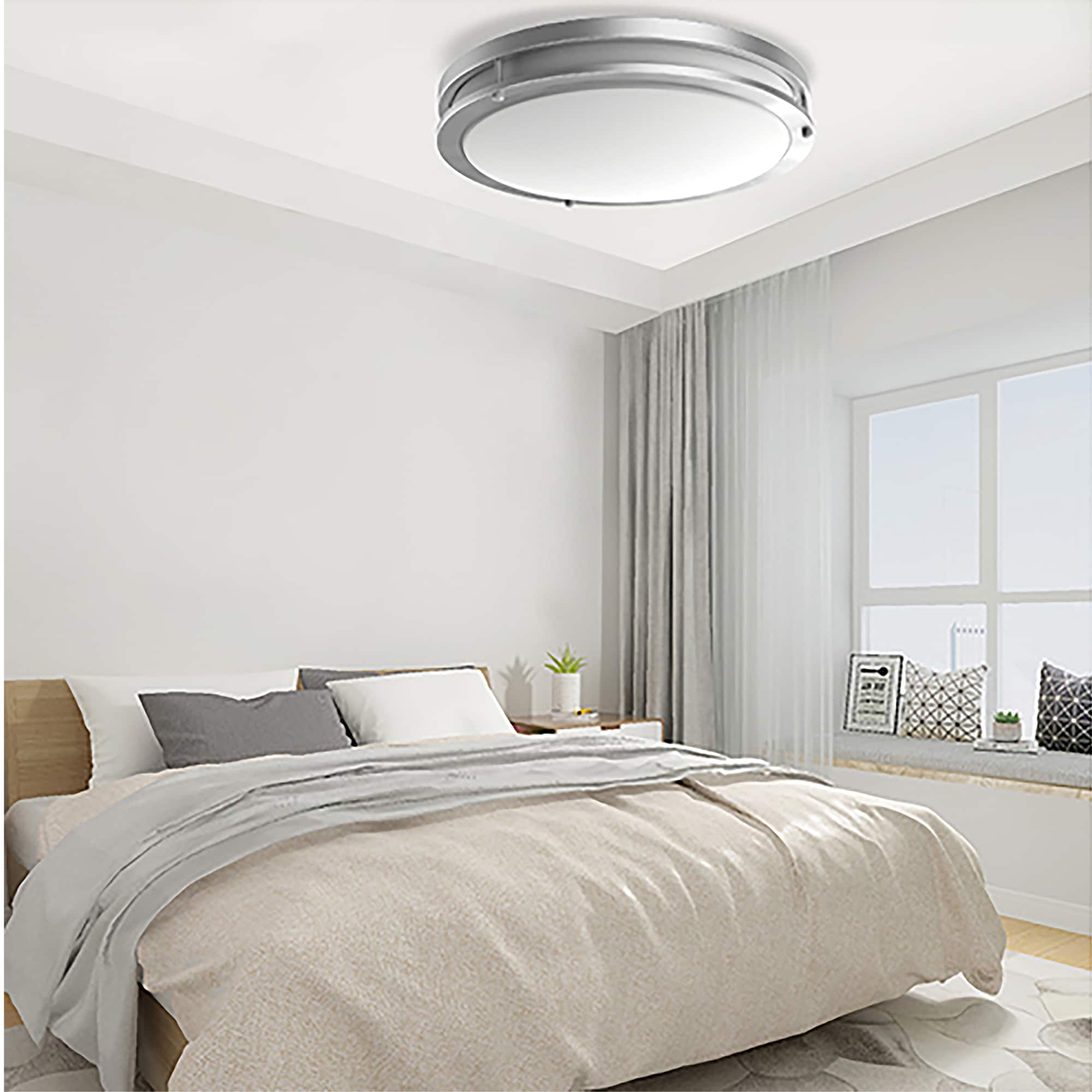 14" Brushed Nickel LED Flush Mount Ceiling Light