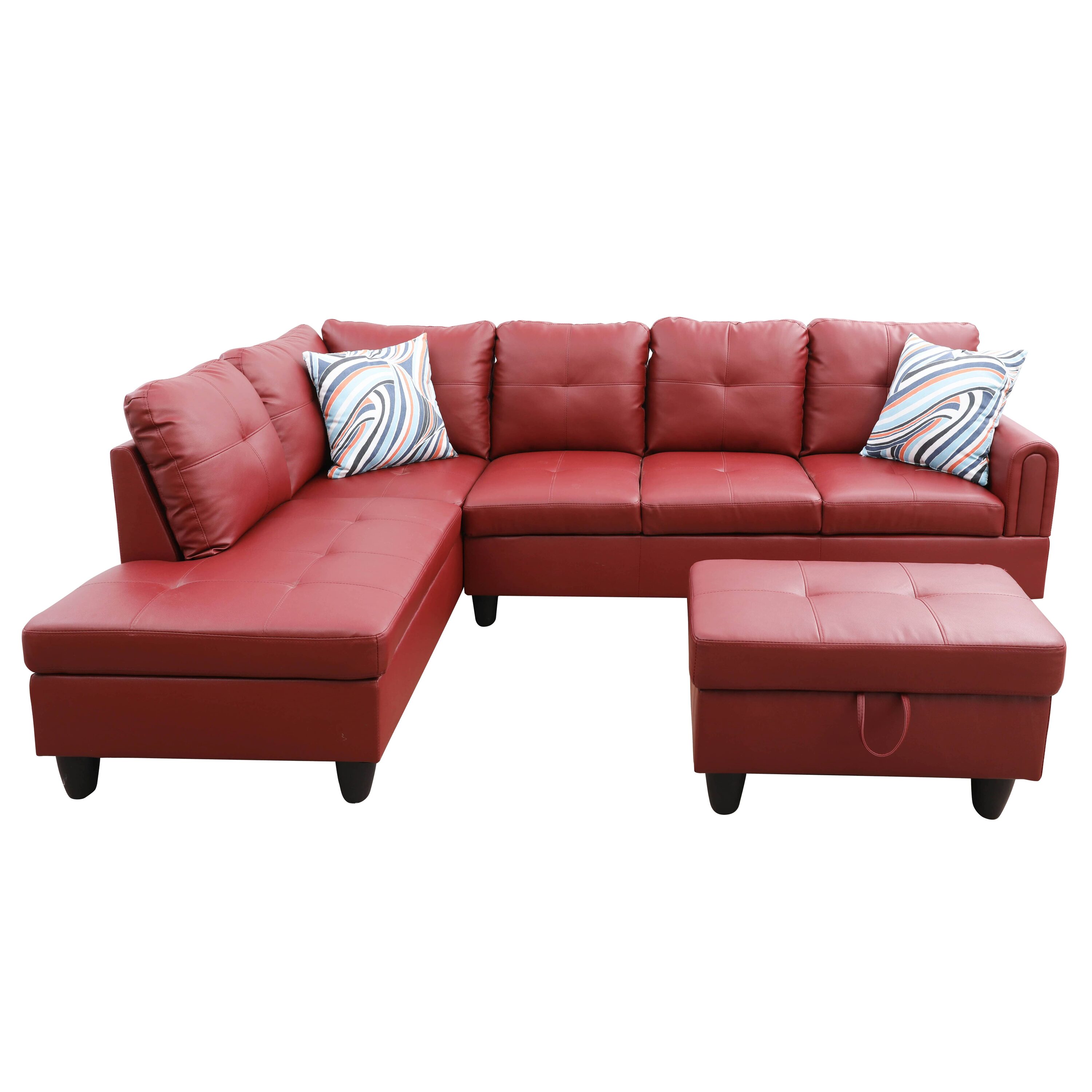 Siavonce XH9724A 66.5-in Modern Red Faux leather Sofa