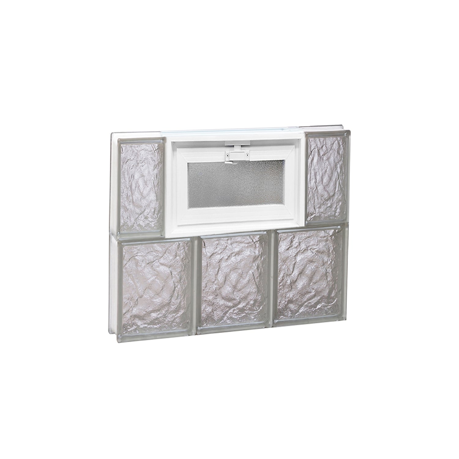 REDI2SET V1816IS Ice Glass 17-1/4-in x 15-1/2-in Frameless Replacement Vented Glass Block Window