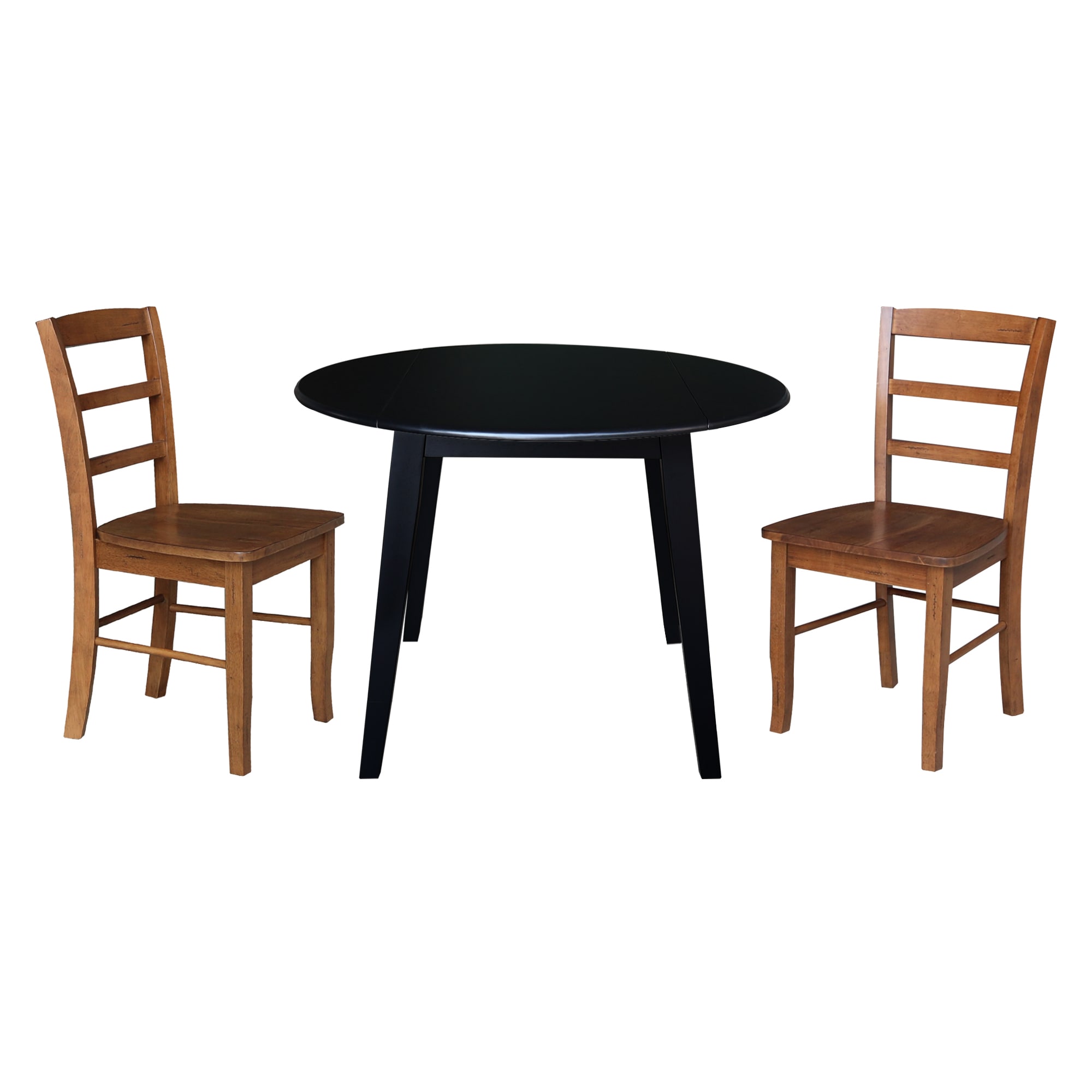 International Concepts K46-42DL-C42-2-2 Black/Distressed Oak Traditional Dining Room Set with Round Table ( Seats 4 )
