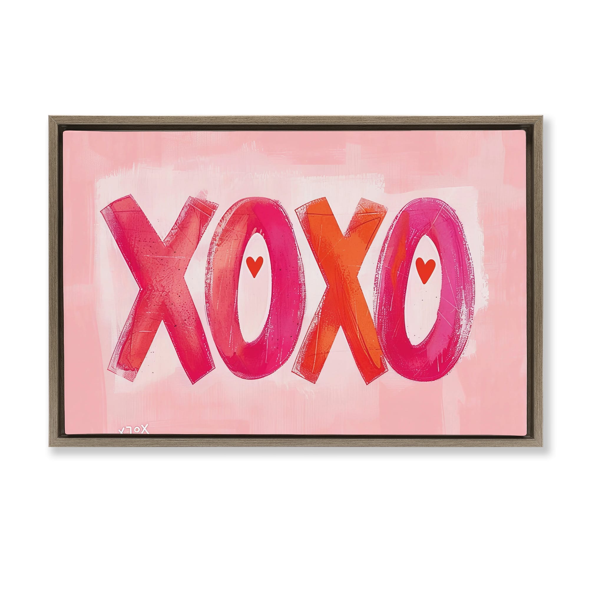 Stupell Industries BT-652-FFE-20X30 Pink XOXO with Hearts Floating Frame design by LSR Design Studio