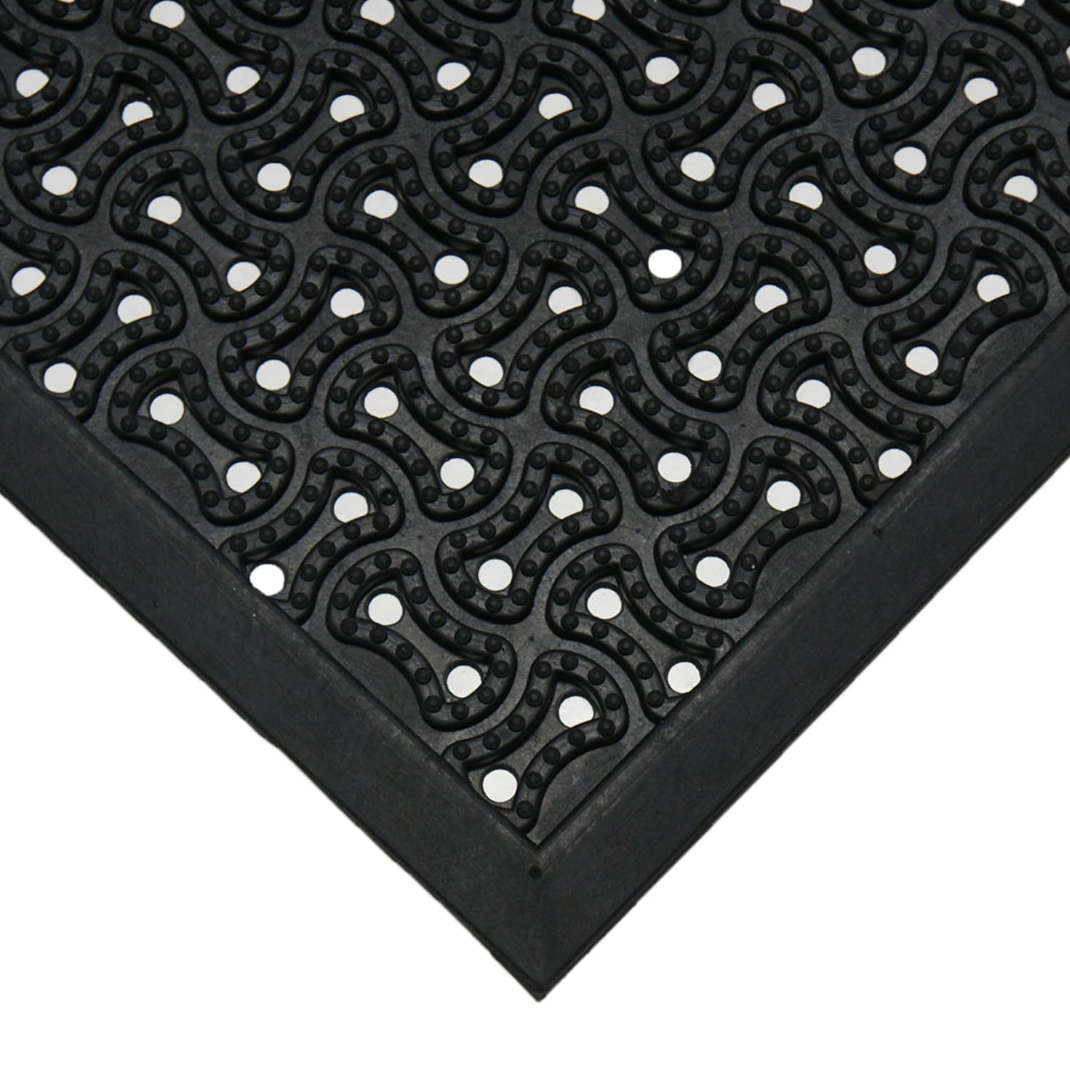 Rubber-Cal Dura-Scraper Drainage Commercial Rubber Door Mat - Black 36 x 24 x 0.38 in.