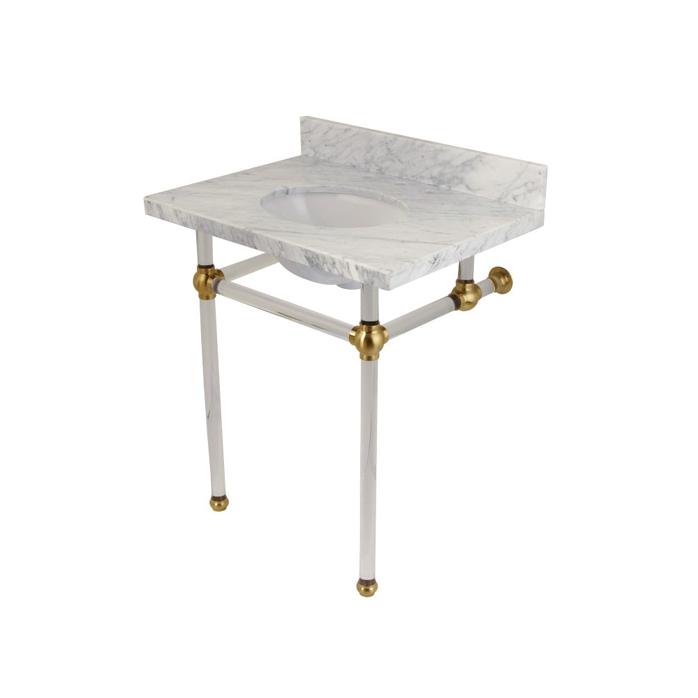 Kingston Brass Templeton Carrara Marble/Brushed Brass Marble Drop-In ...