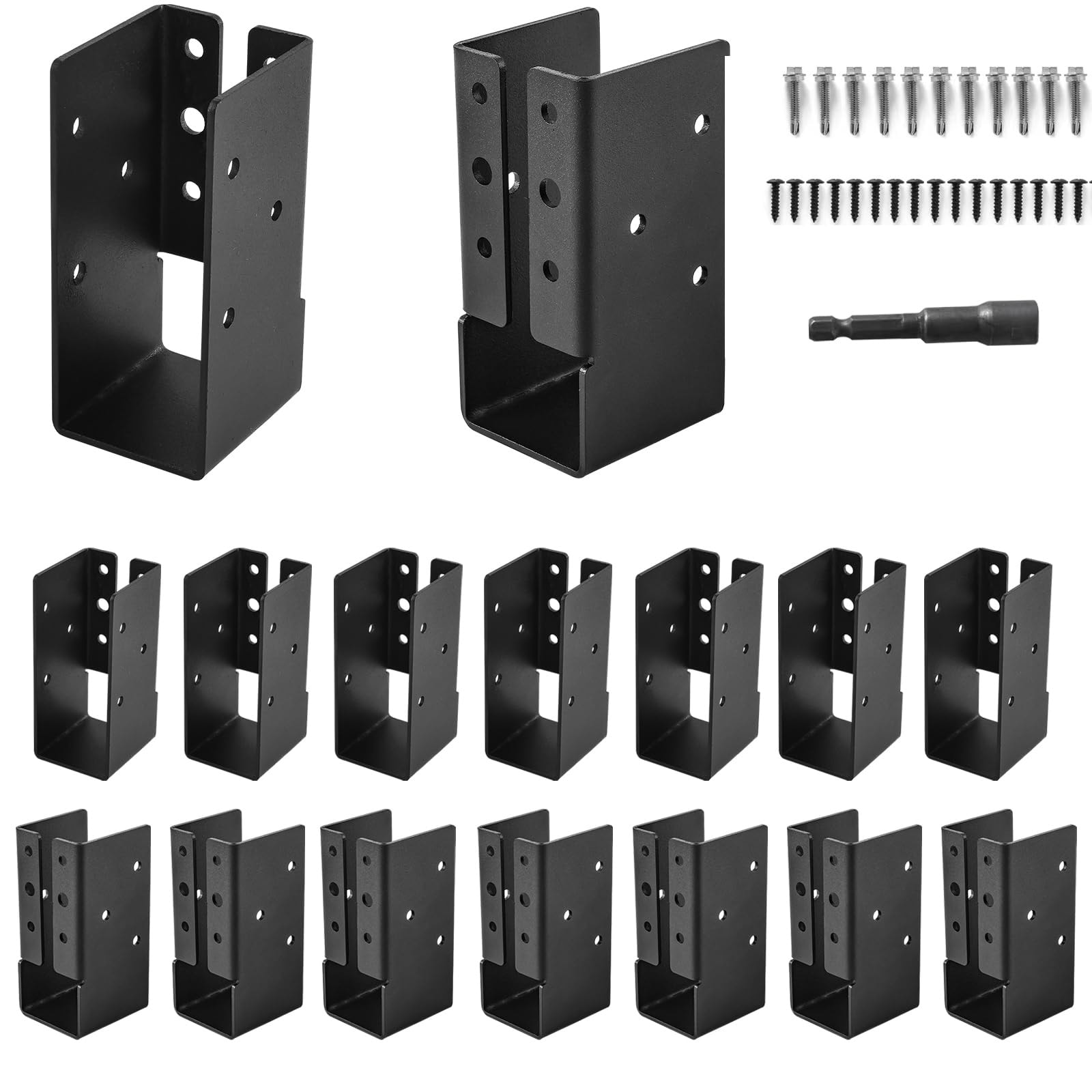 Phyfalip 16 Pack 2x4 Concealed Joist Hangers Q235B Steel Black Powder Coated Waterproof Rustproof Includes 32 Self Tapping Screws 160 Wood Screws #LPF0502Z65