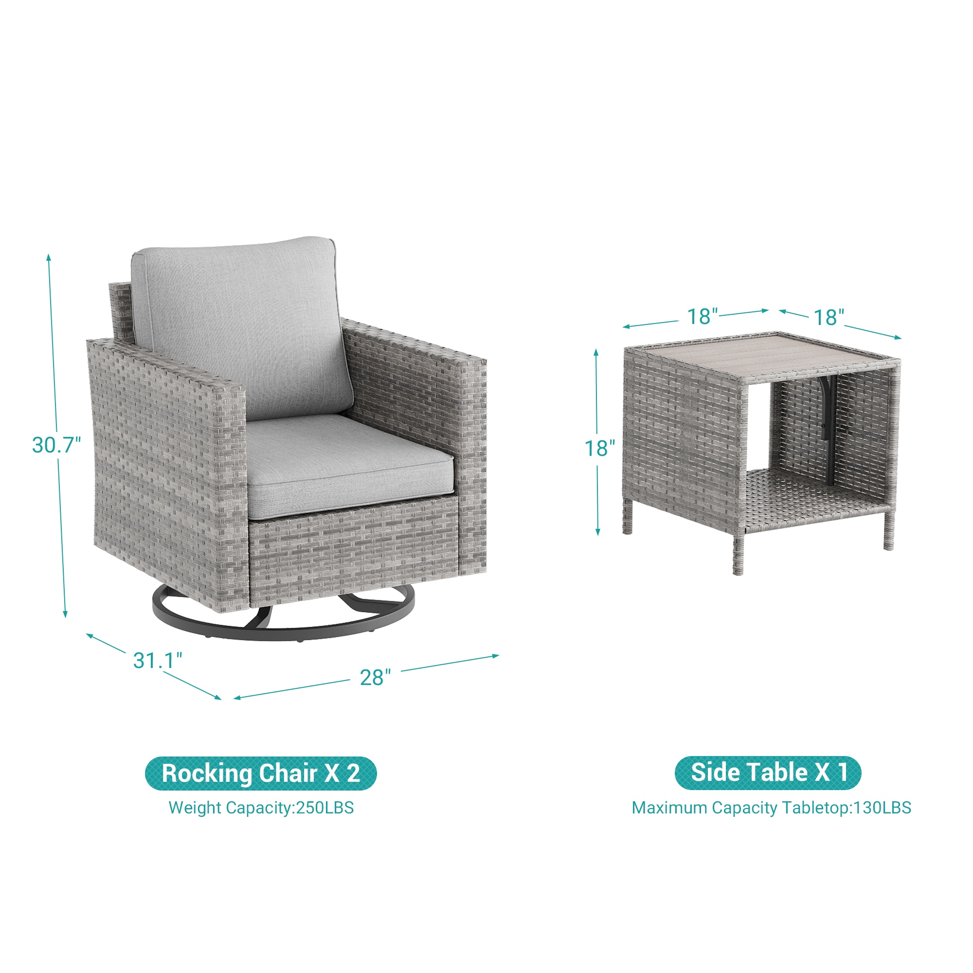 ACEGOSES LW-2R-HLY-T3 Patio-Conversation-Sets - View #2