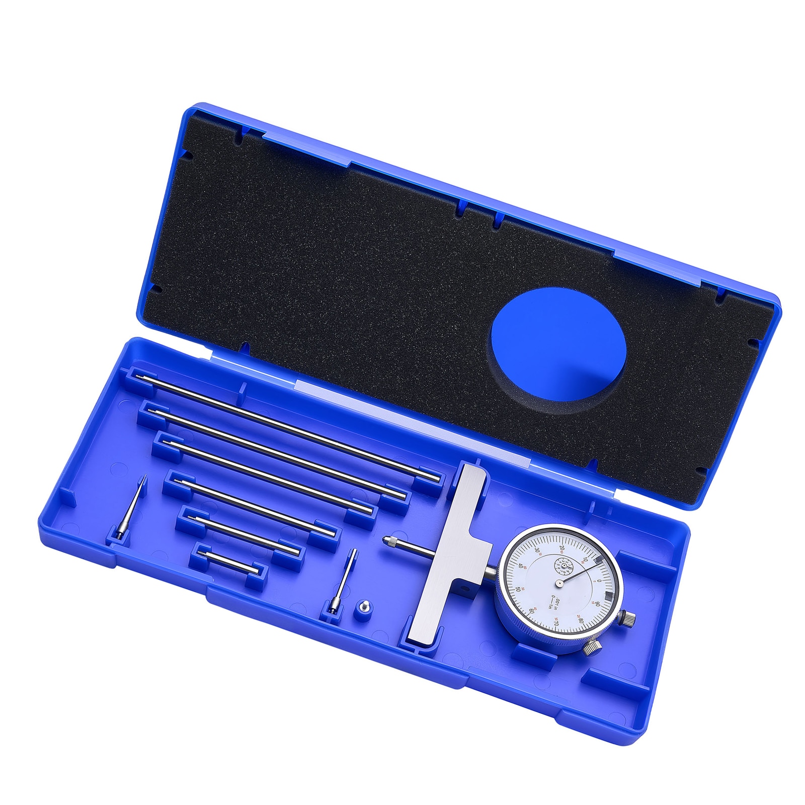 GIVIMO Depth Gauge Depth Micrometer 0-22-in Measuring Range 0.001-in Resolution with 4 Anvils 6 Standard Rods Precision Mechanical Tool for Groove Step Hole Measurement #LW108GIVSS4228