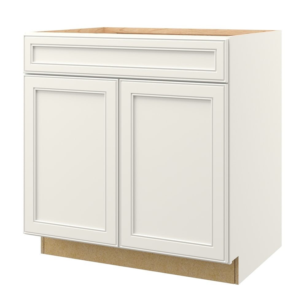 allen + roth McKeller 18-in W x 34.5-in H x 24-in D Linen 1-Drawer Base Fully Assembled Cabinet (Flat Panel Mitered Style)