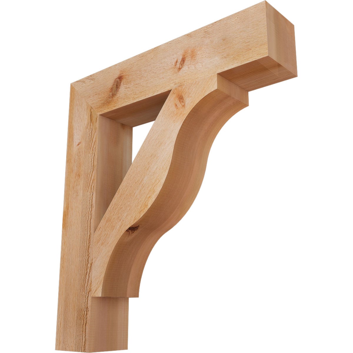 Ekena Millwork BKT06X30X34FST05RWR Funston Block Rough Sawn 6-in x 30-in x 34-in Western red cedar Brown Wood Standard bracket