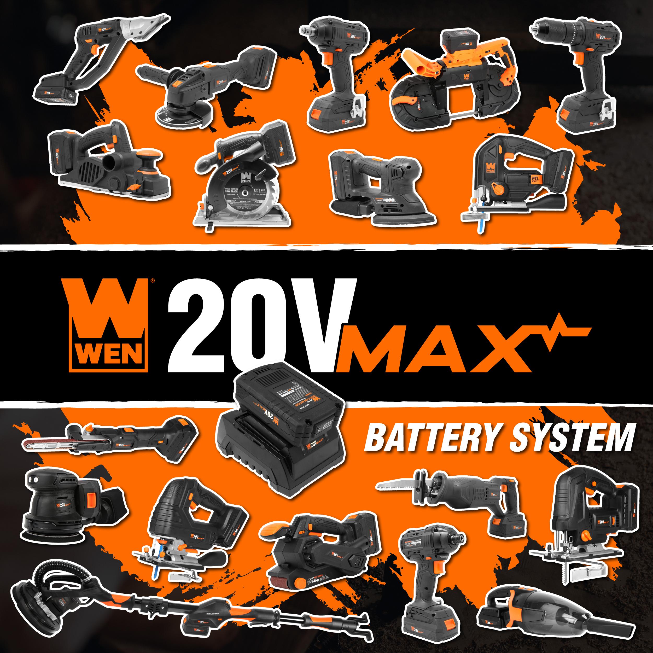 WEN 20V Max 6.5-Inch Cordless Brushless Plunge Cut Variable Speed Track Saw  with Two 4.0 Ah Batteries and Charger in the Circular Saws department at 
