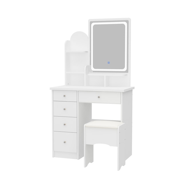 FUFU&GAGA Contemporary White Makeup Vanity Table with Mirror FUFU&GAGA Contemporary White Makeup Vanity Table with Mirror