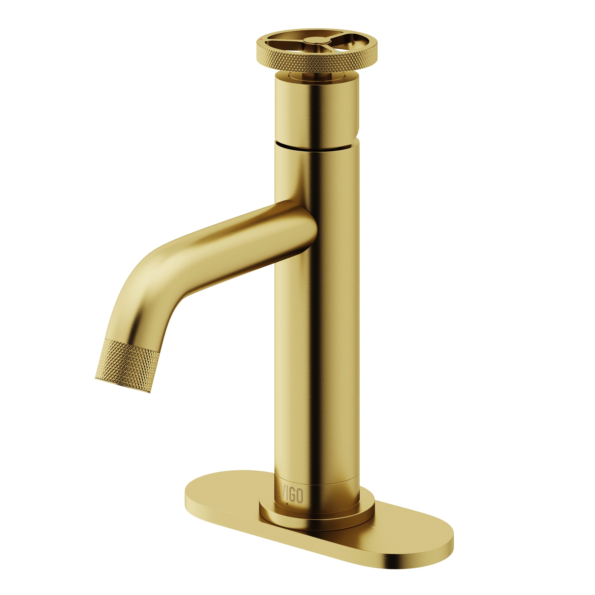 VIGO VG01046MGK1 Cass Matte Brushed Gold Single hole 1-handle WaterSense Low-arc Commercial/Residential Handle Bathroom Sink Faucet with Deck Plate
