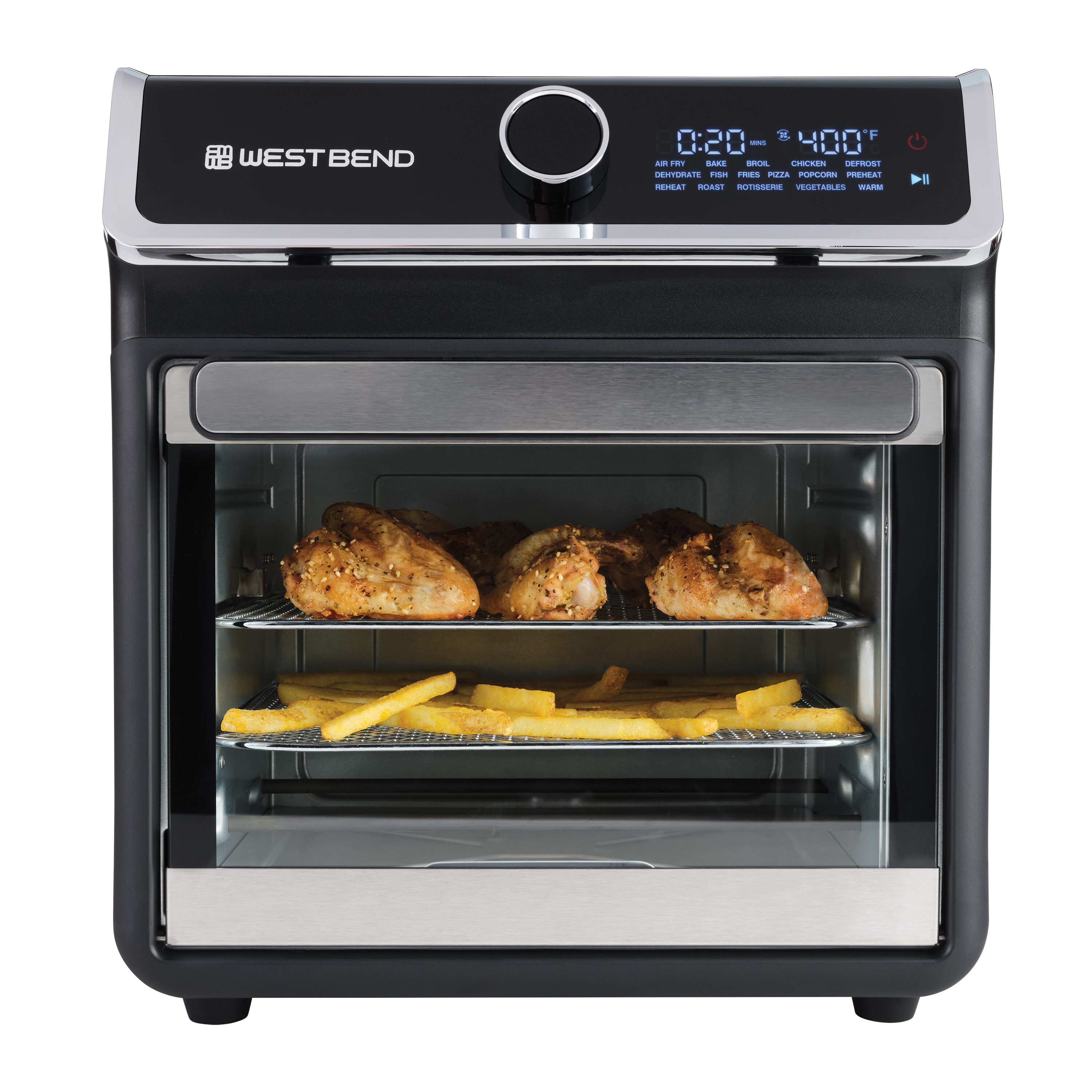 West Bend XL Digital Air Fryer Oven with 10 Presets and 6 Functions, 12.6  Qt Capacity, in Black (AFWB12BK13)