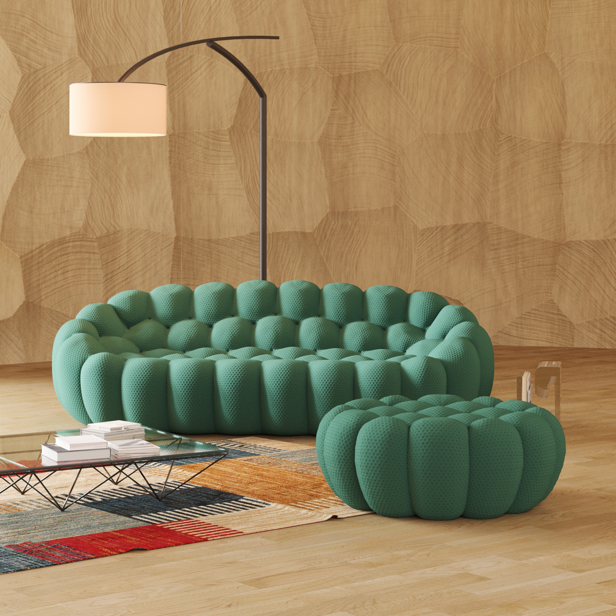 BuotiqHom DH-SF34-133GN Casual 2 -Piece Polyester/Polyester blend Green Living Room Set