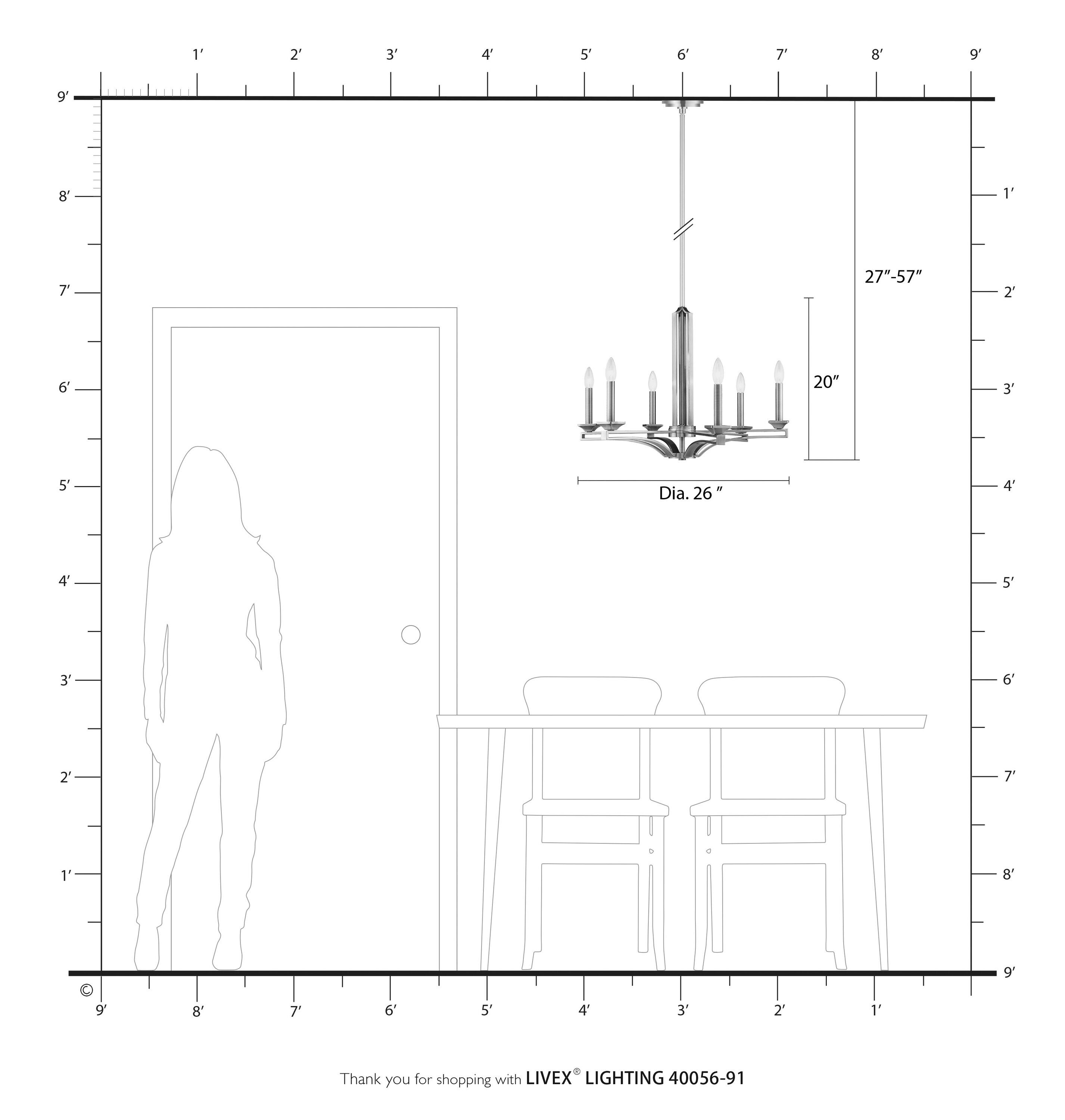 Elegant 6-Light Brushed Nickel Chandelier with Candlestick Mounts