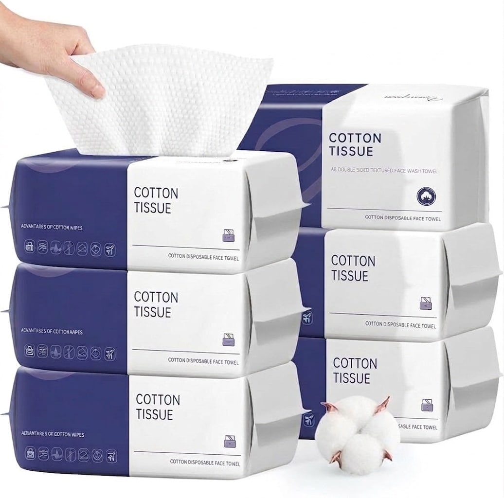 Phyfalip  Disposable Face Towel 600 Pack Soft Cotton Facial Cloths for Cleansing Makeup Removal Skincare Dry and Wet Use for All Skin Types