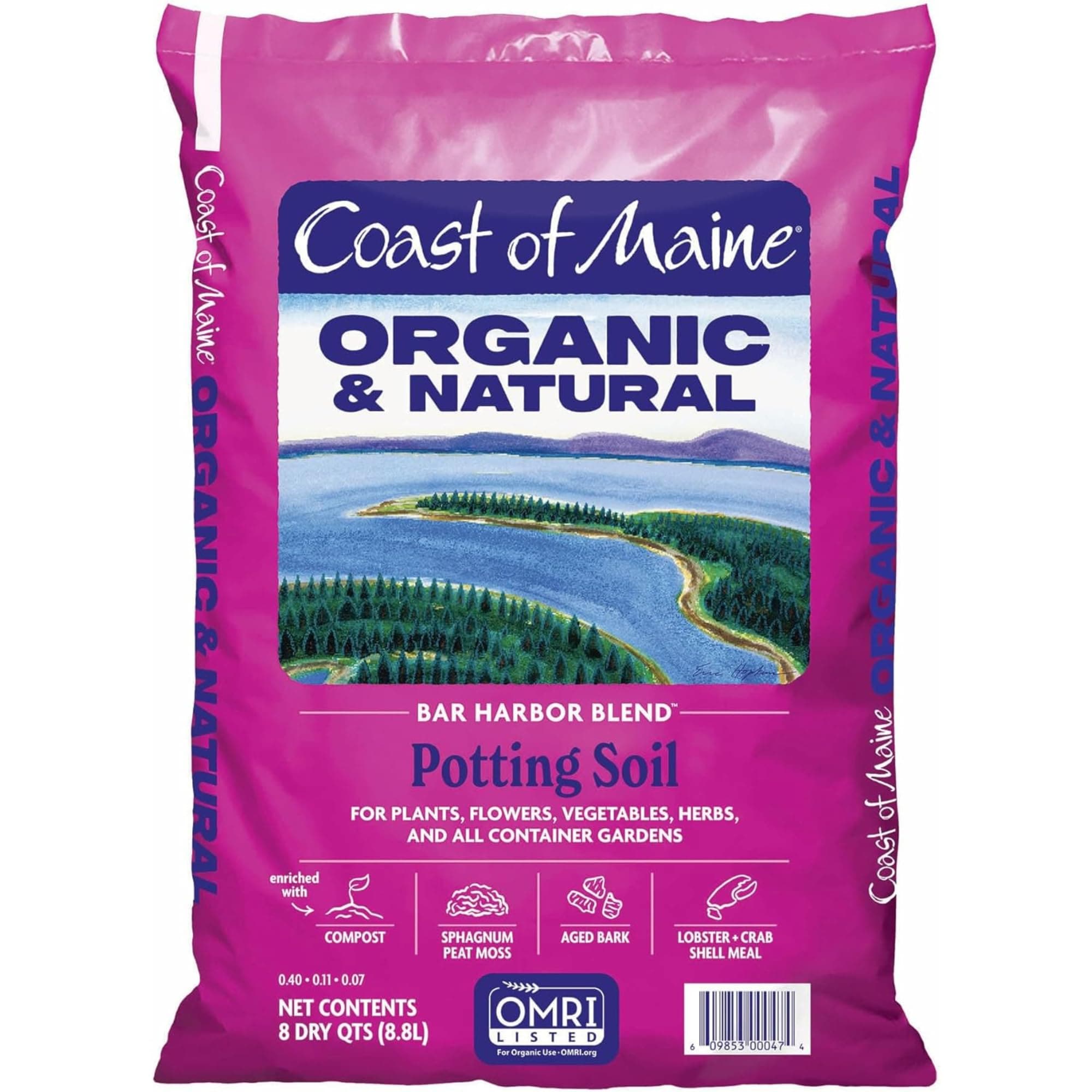 Coast of Maine of Maine Organic Bar Harbor Blend Potting Soil - Premium Organic Soil for Plants and Vegetables (1 cu ft)