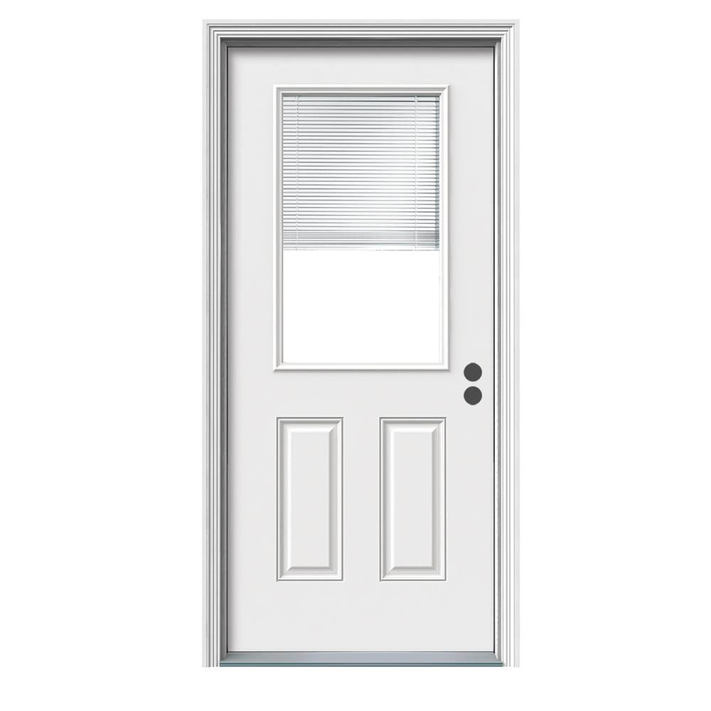Therma-Tru Benchmark Doors 36-in x 80-in Fiberglass Half Lite Left-Hand Inswing Ready To Paint Prehung Single Front Door with Brickmould Insulating -  10087831