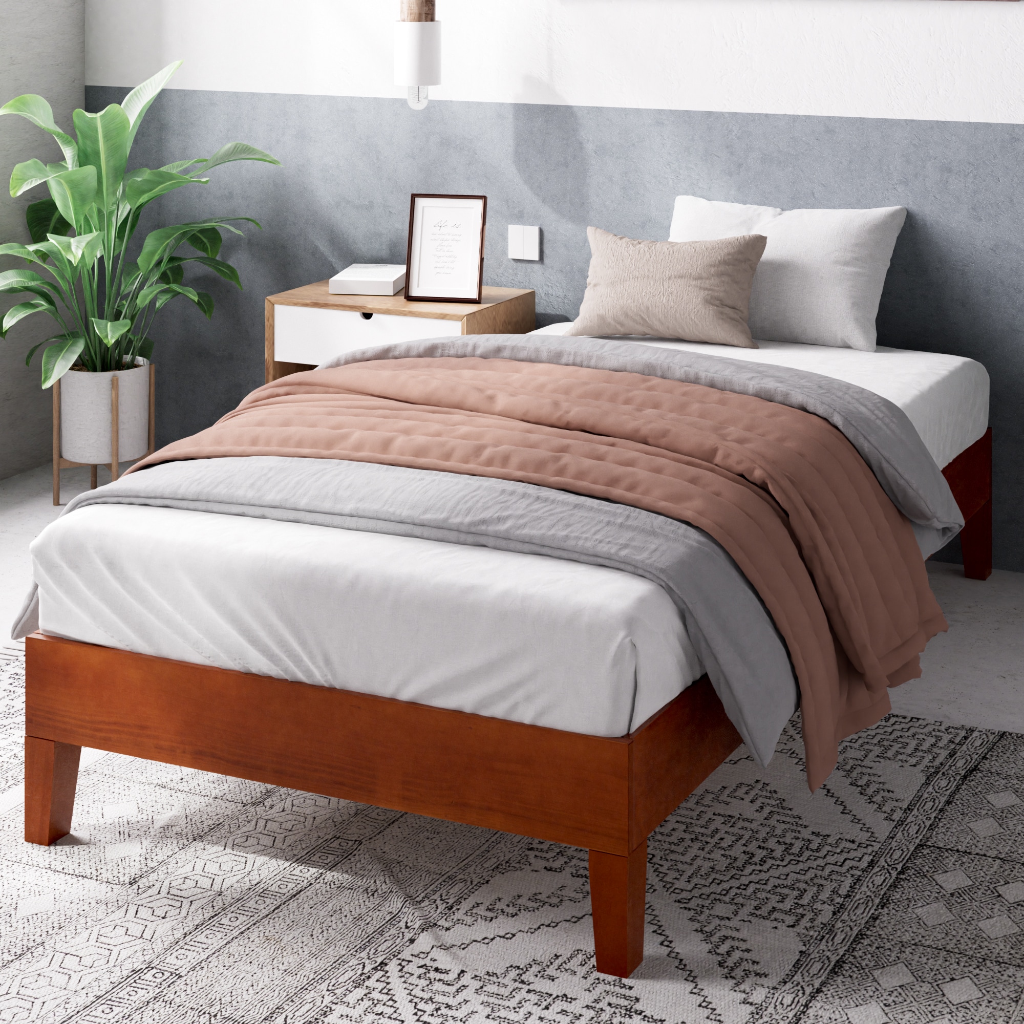 Zinus SPI-YUPV-12T Cherry Twin Wood Platform Bed