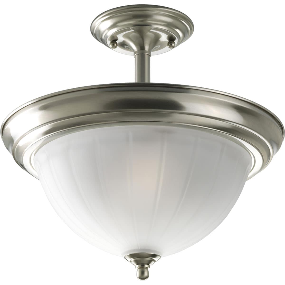 Progress Lighting P3876-09 Melon 2 -Light 13.25-in Brushed Nickel Semi Flush Mount Light