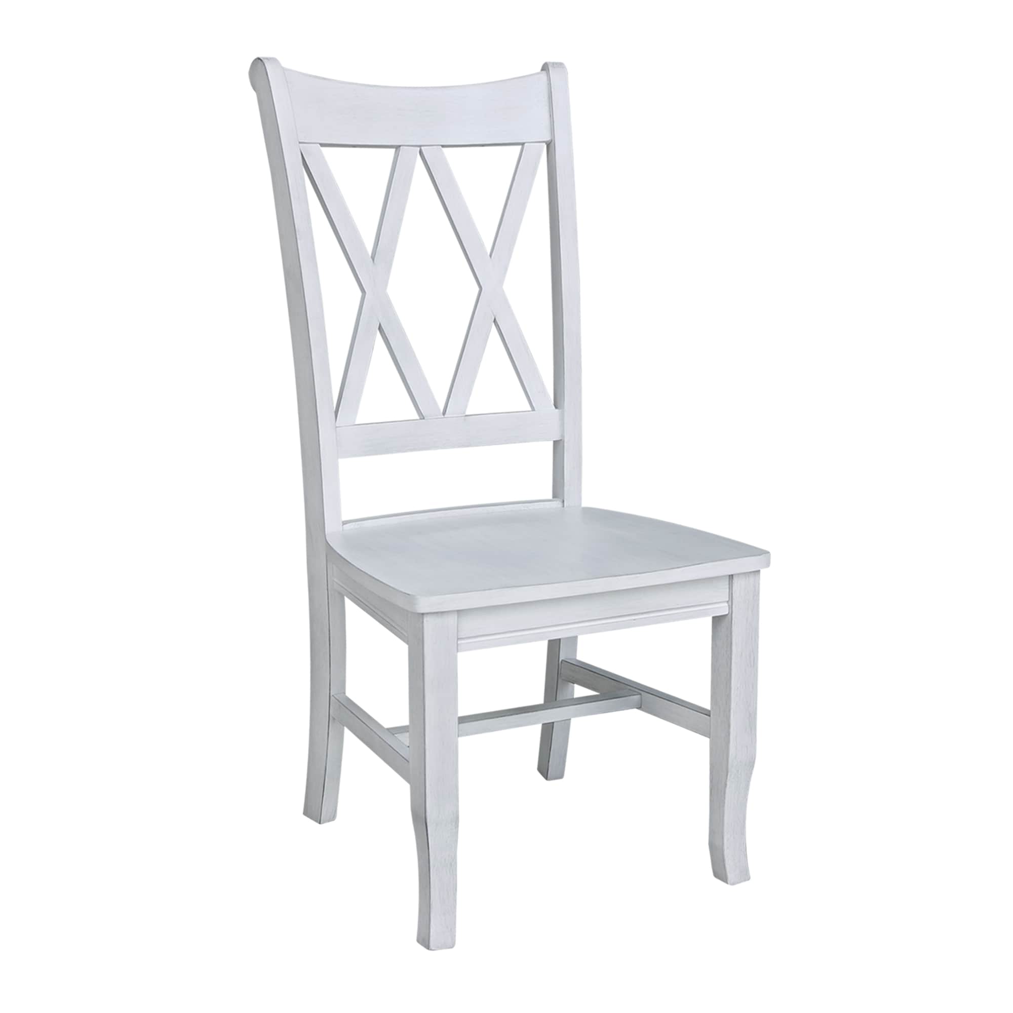Elegant White Cross-Back Upholstered Side Chair in Solid Wood