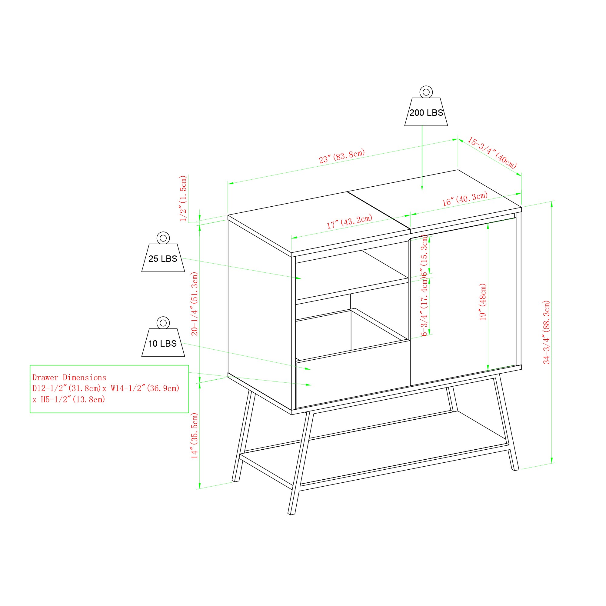 Walker Edison LWF30BONSBDW Gaming-Storage - View #9