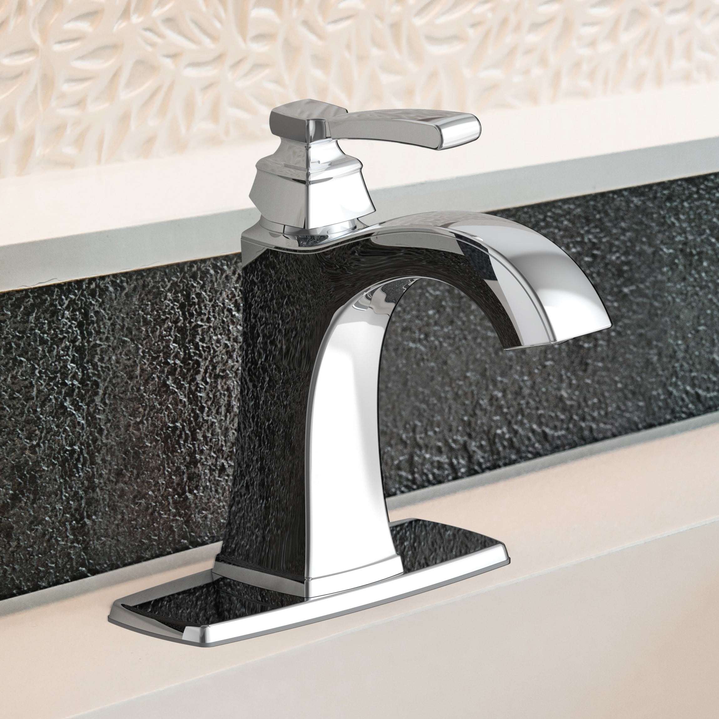 allen + roth 67095W-6201 Chesler Polished Chrome Single hole 1-handle WaterSense High-arc Residential Handle Bathroom Sink Faucet with Drain with Deck Plate