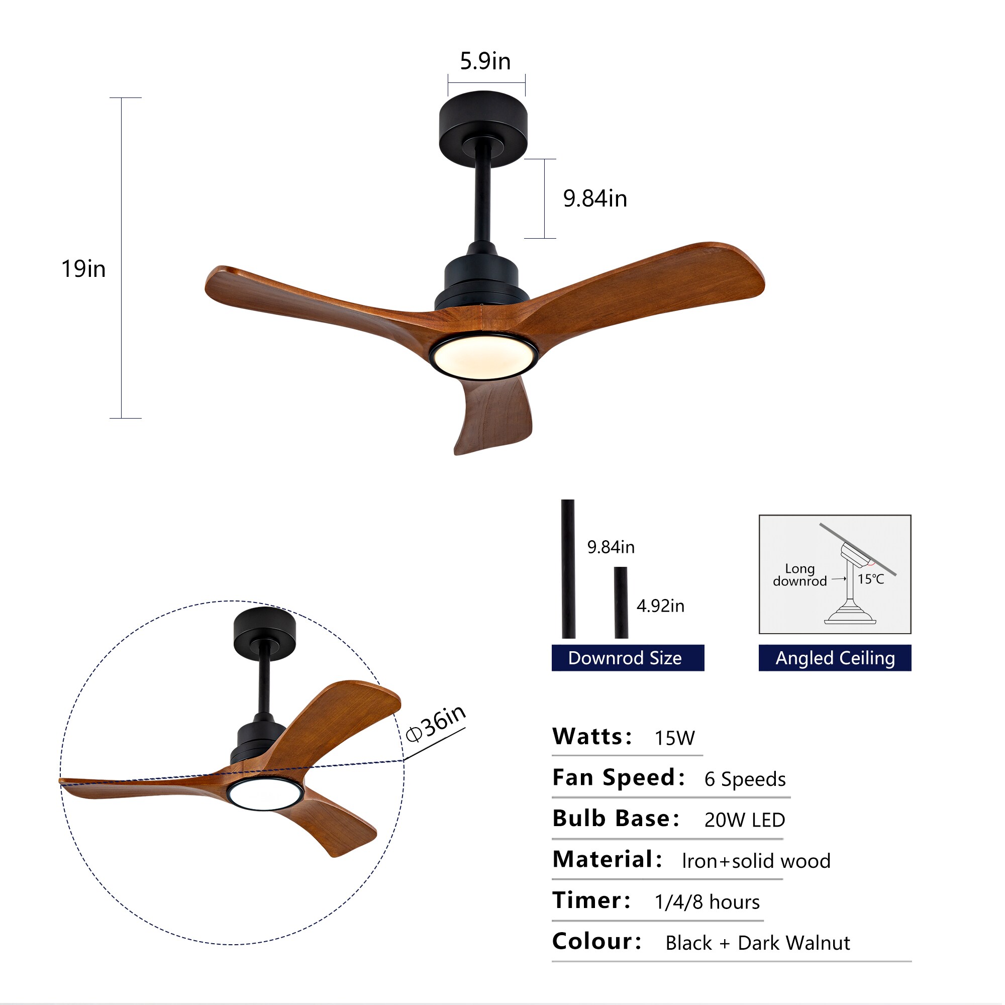 Sevenine 36LS3P6663BKBN Ceiling-Fans - View #3