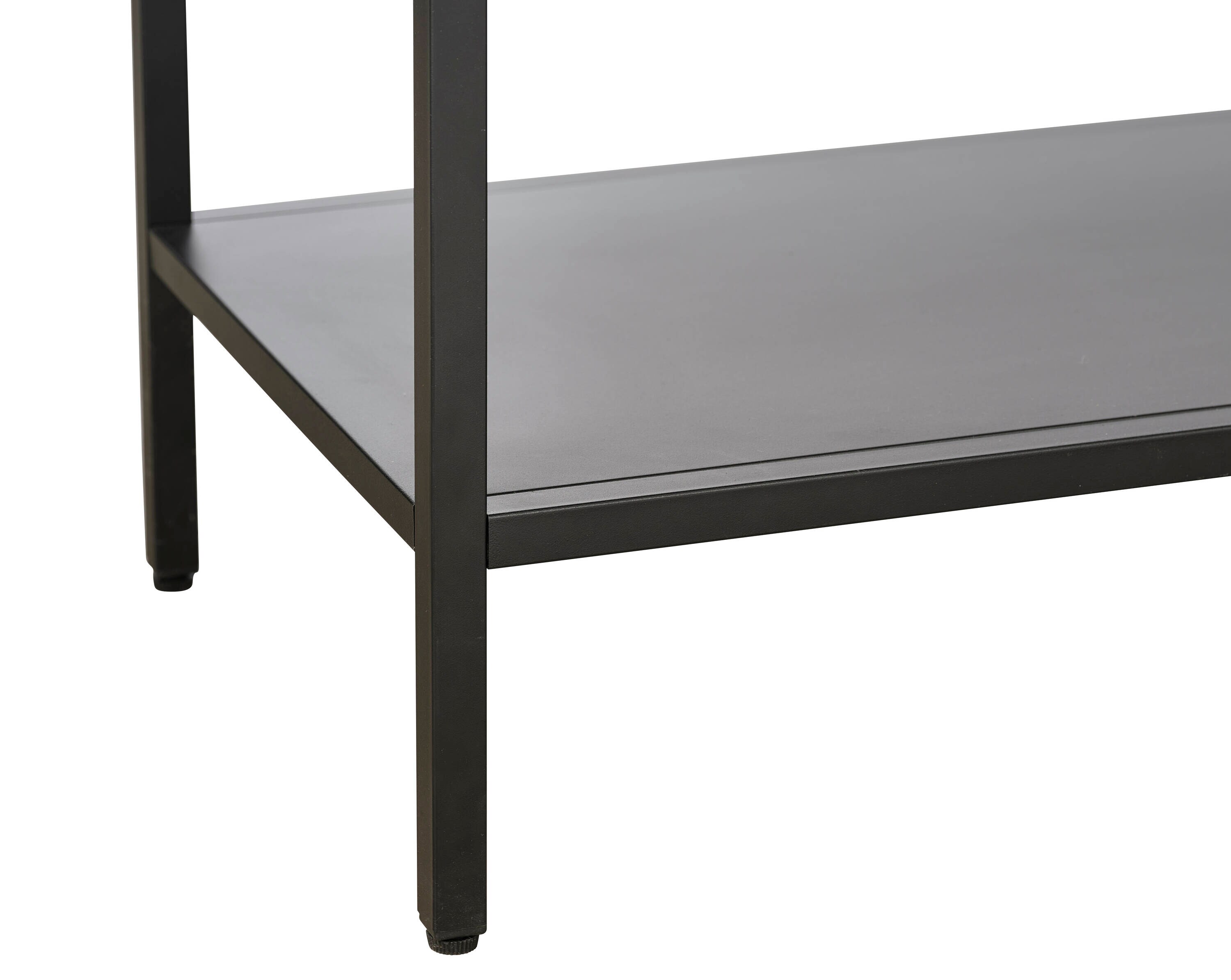 52-Inch Black Metal and Glass Sideboard with Brass Knobs