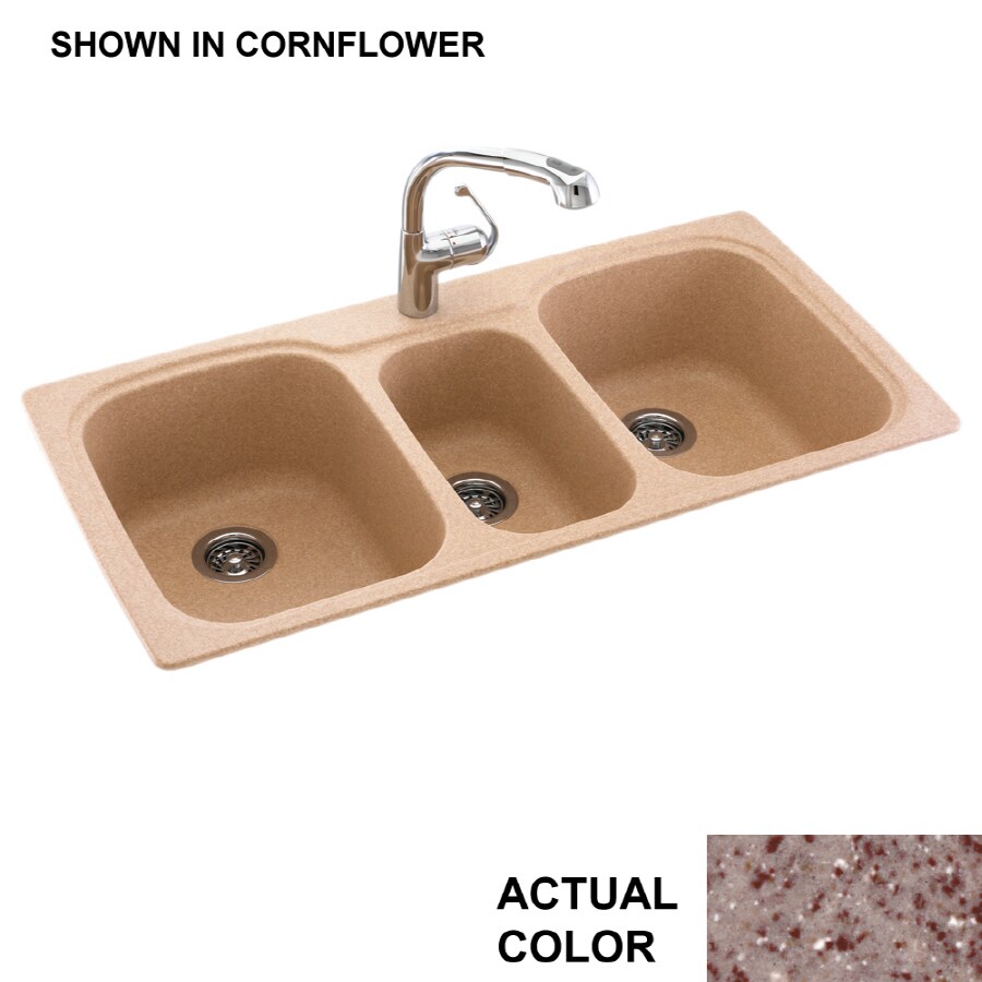 Swanstone Dual Mount 44 In X 22 In Composite Triple Bowl Kitchen Sink   00429646 