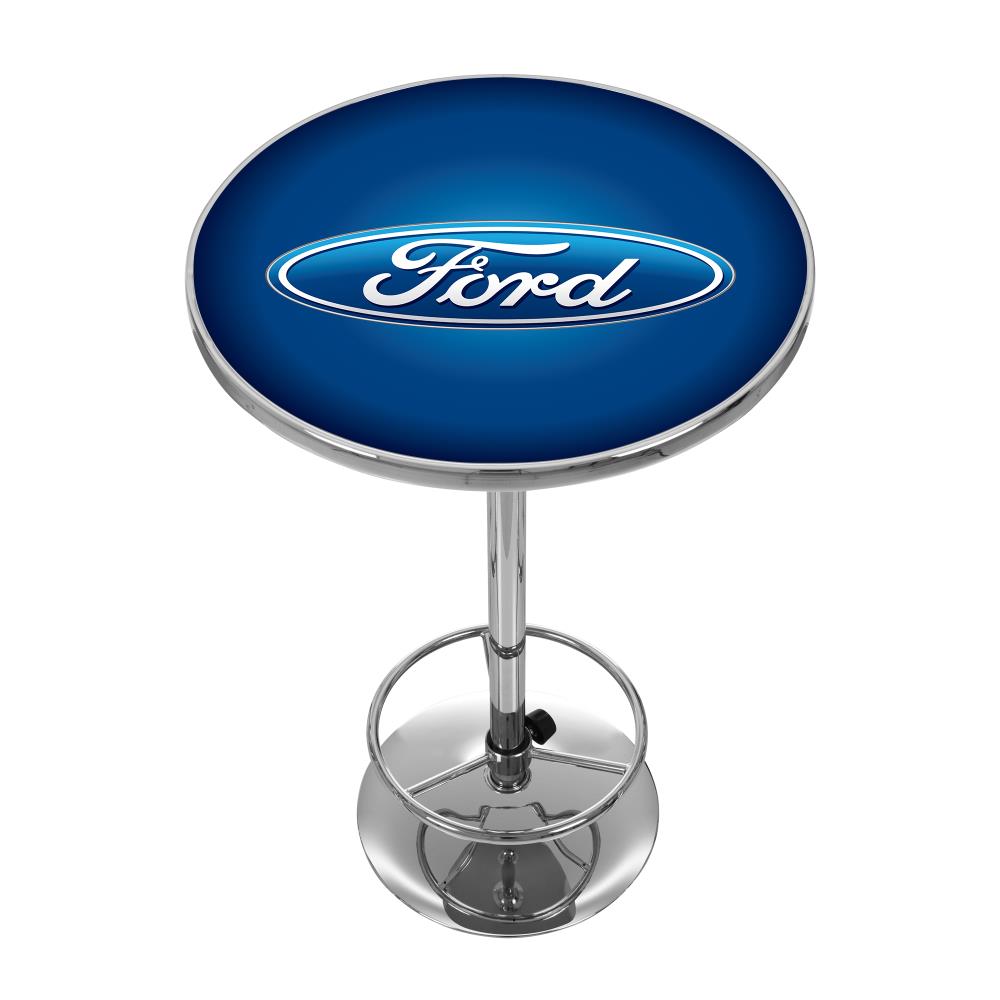 Trademark Gameroom FD2000 Pub Tables Chrome Round Traditional Bar Table, Composite with Metal Pedestal Base 27.375-in L x 42-in H