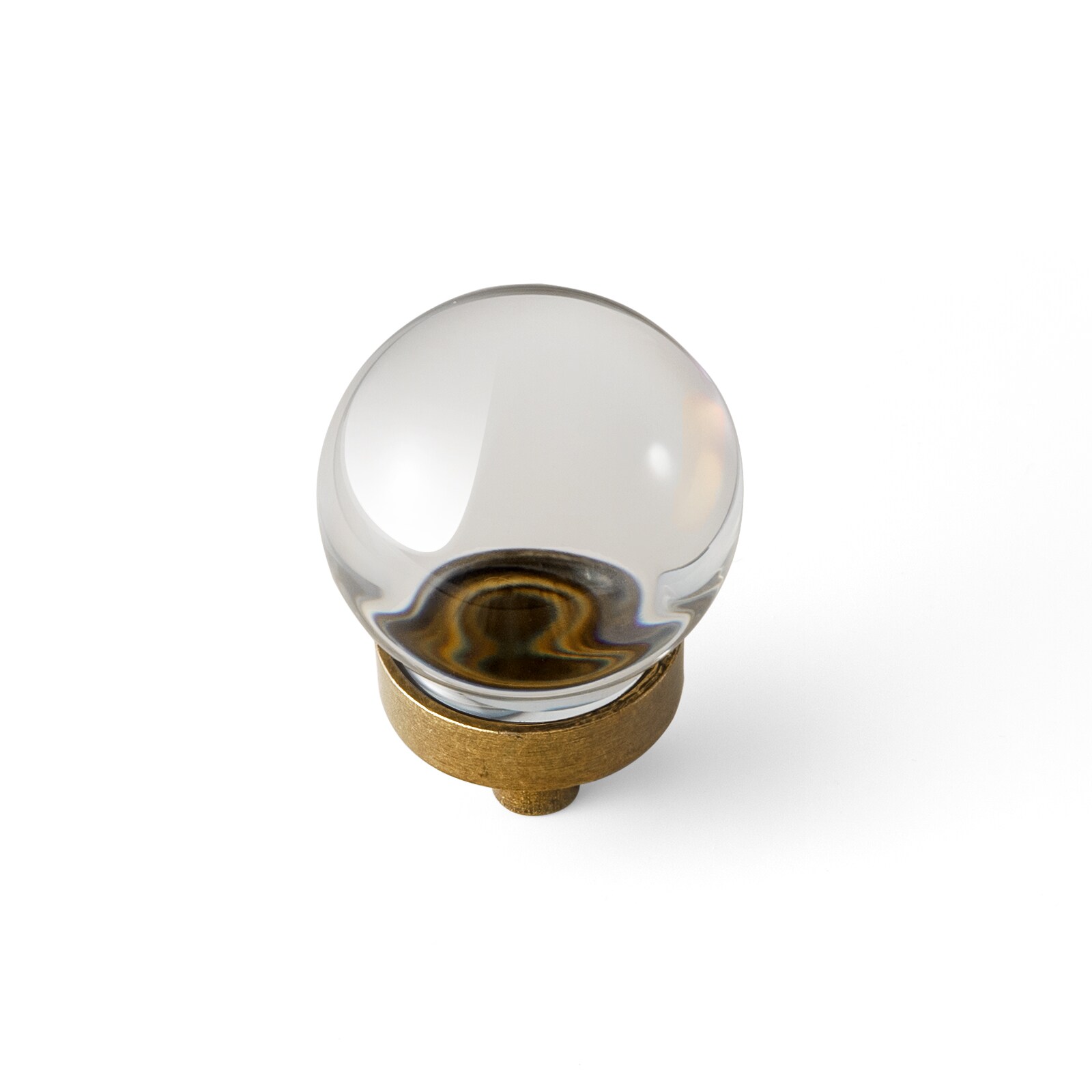 Miaokesen 6787GT-DK-BAI-4 1-1/10-in Transparent Round Modern Cabinet Knob 4 -Pack