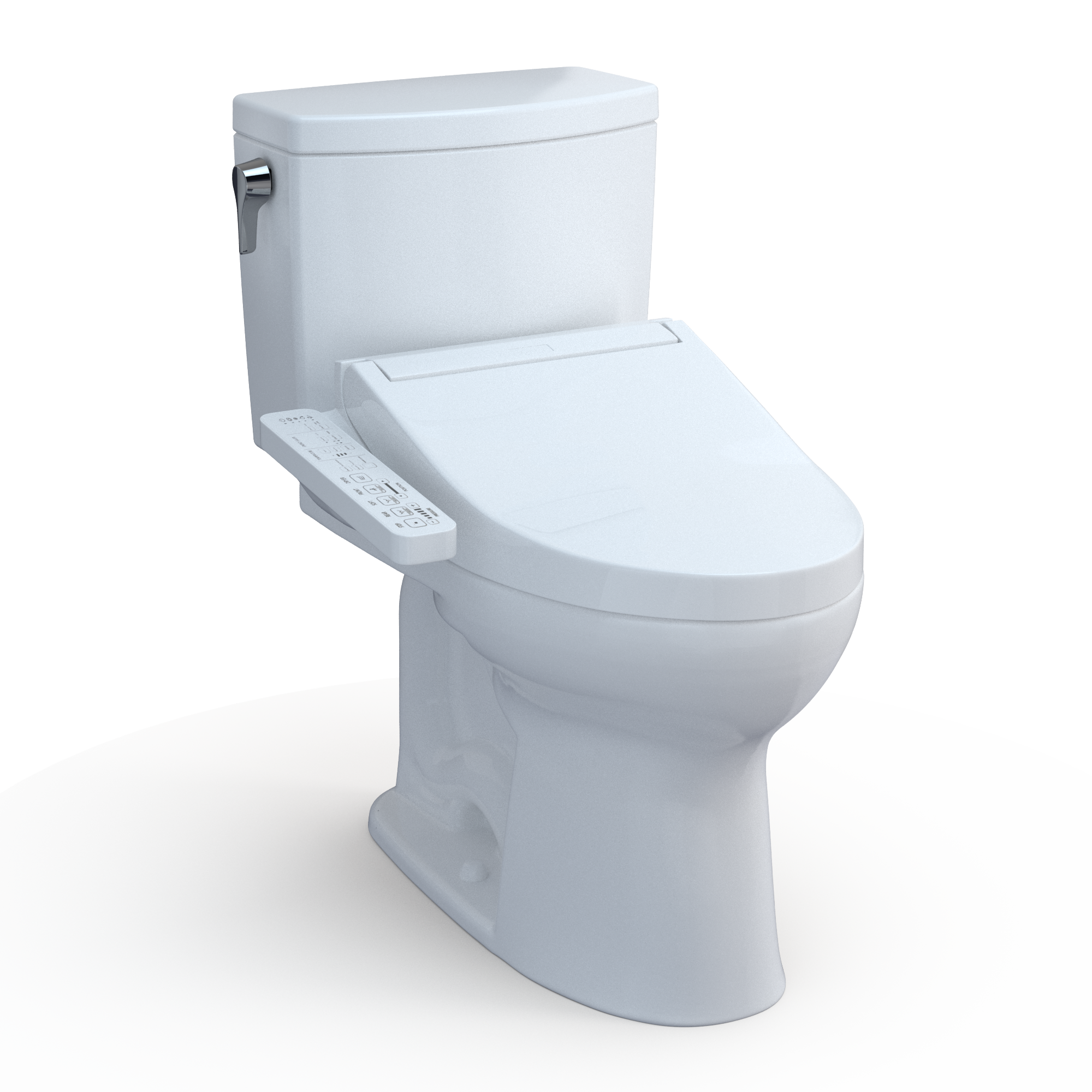 TOTO MW4543074CUFG-01 Washlet+ Cotton White Single Elongated Standard height Soft Close 2-piece Bidet 12-in Rough-In WaterSense Labeled 1.0 GPF