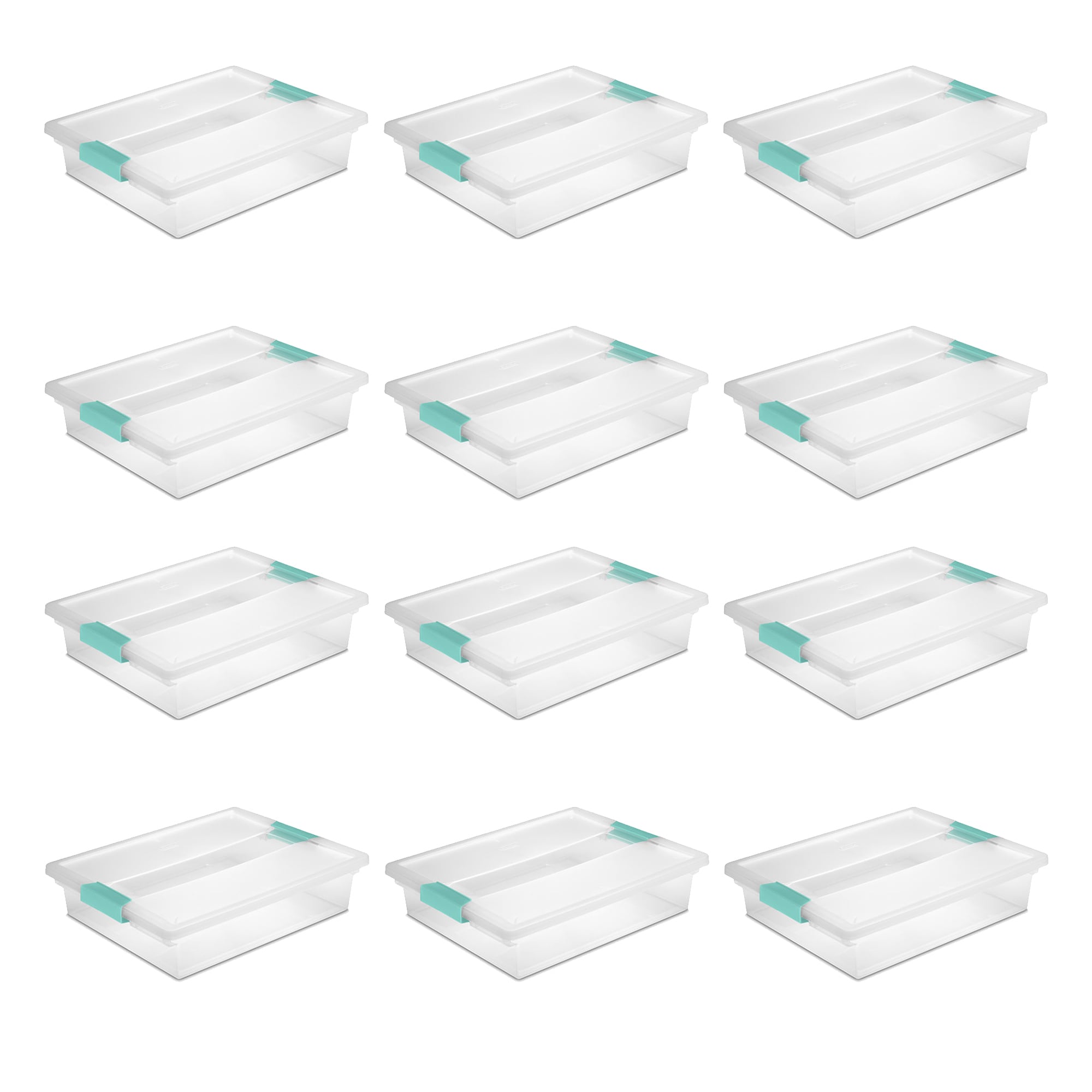 Sterilite Large Plastic Clip Box with Aquarium Latches, Clear/Blue, 5.5 qt