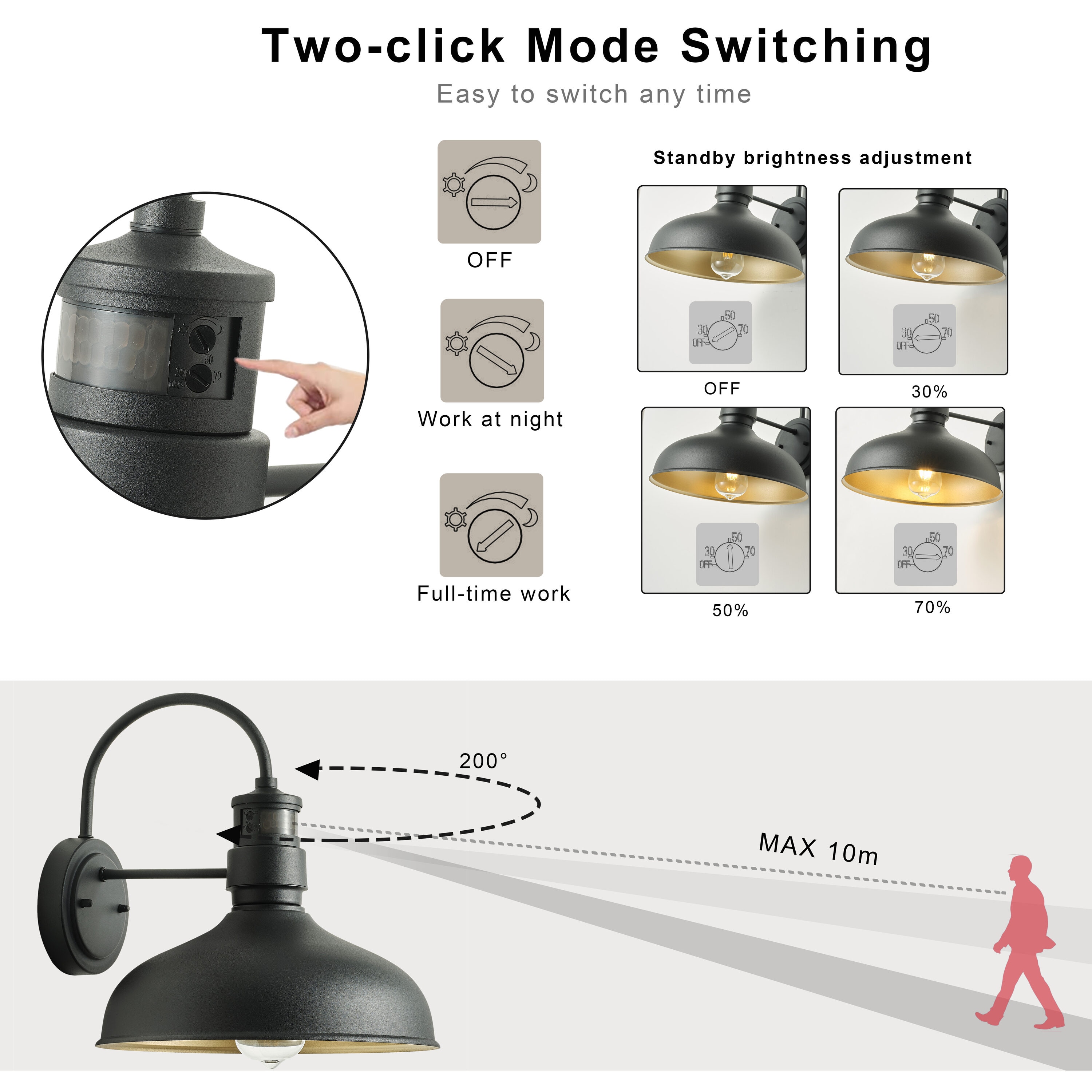 Aiwen HSMD2215-DN-L-BK-G Outdoor-Wall-Lighting - View #10