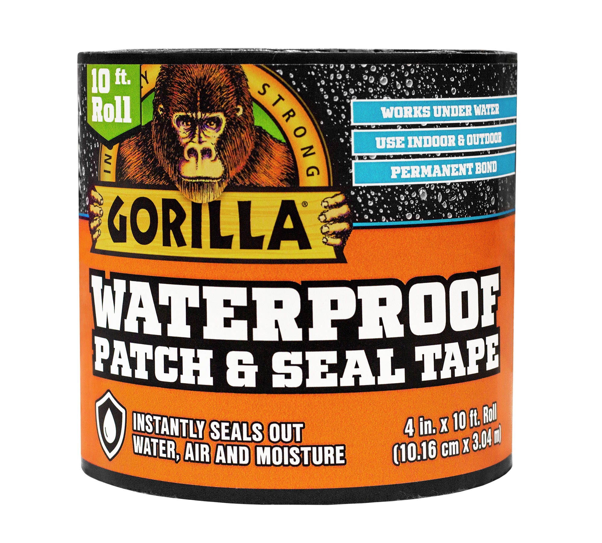 Gorilla Waterproof Patch and Seal Black Waterproof Duct Tape 4-in