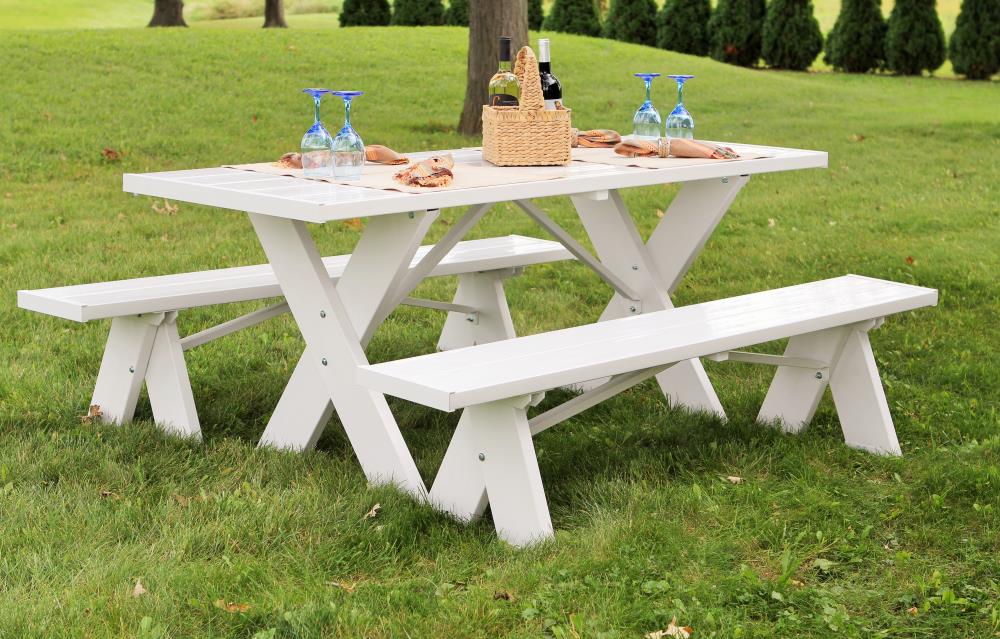 Dura-Trel 6 ft. White Vinyl Table with Unattached Plastic Outdoor