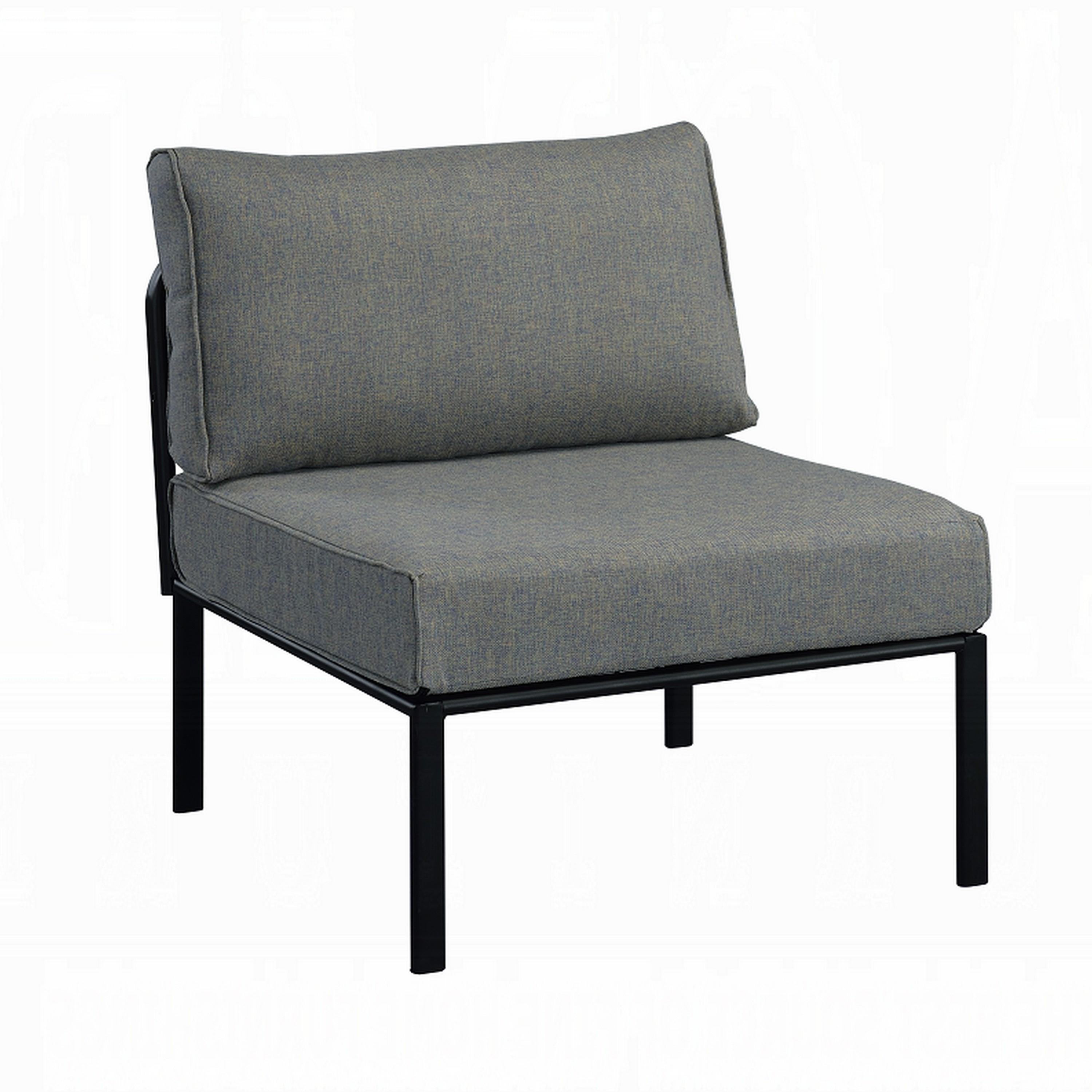 Benzara BM312394 Gray, Black Stationary Conversation Chair with Gray Cushioned Seat