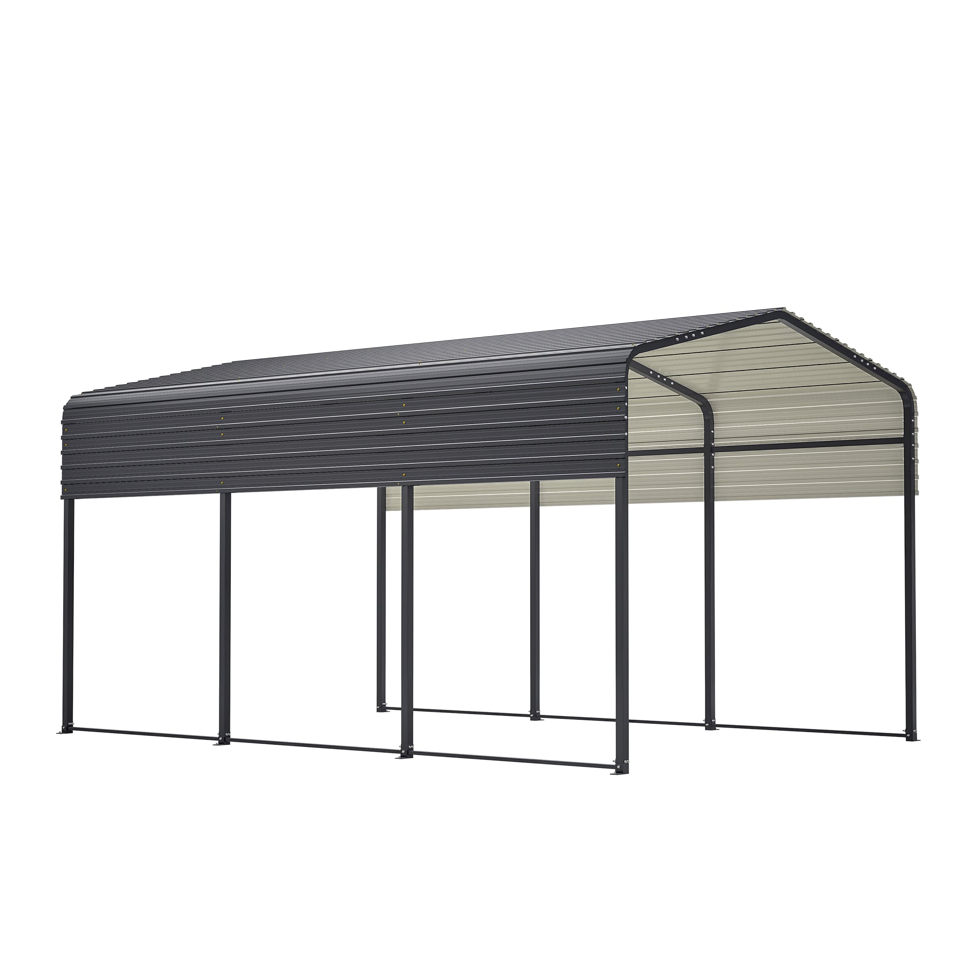 Mondawe MO-CP-00045 10-ft W x 15-ft L x 8.41-ft H Black Metal Carport with Metal Roof