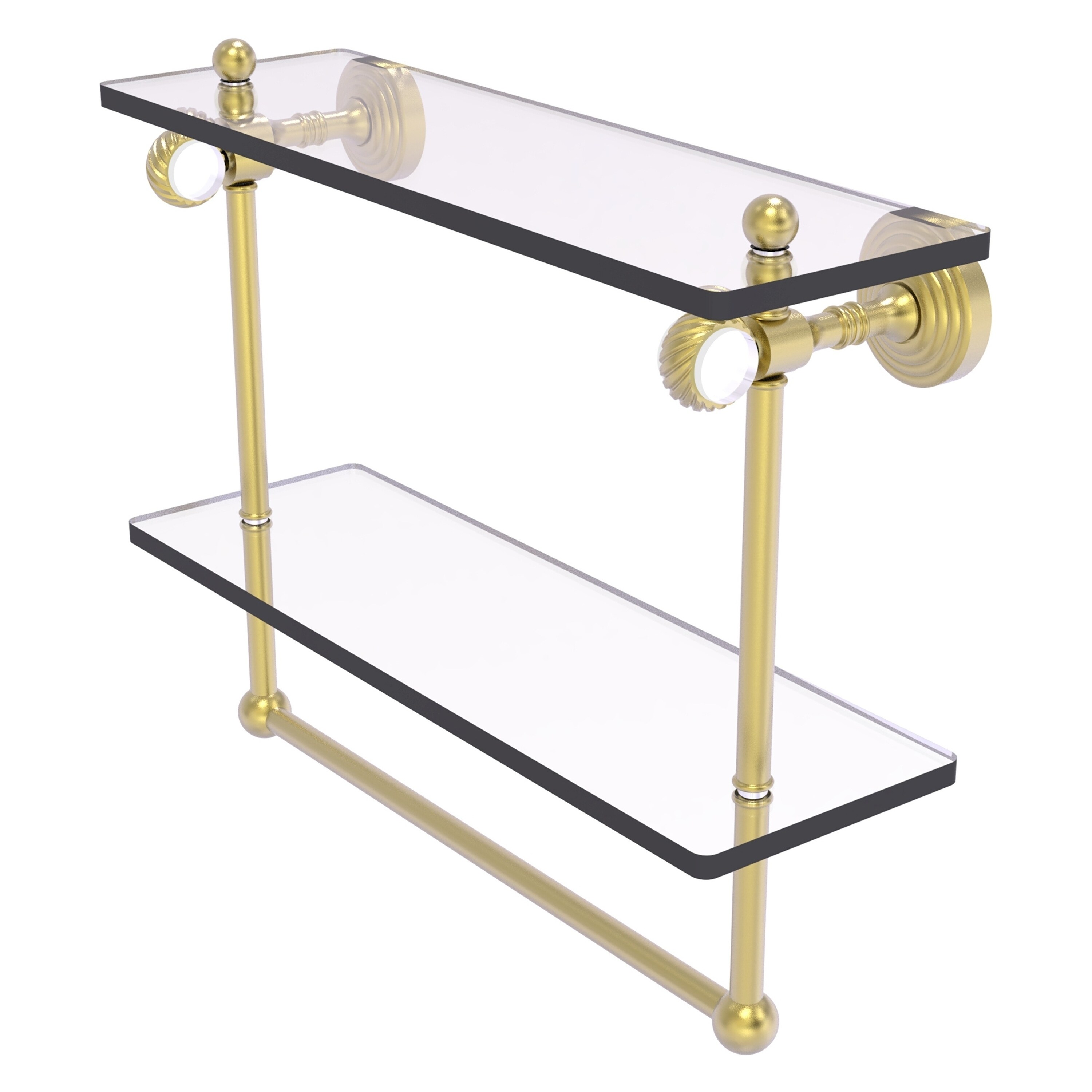 Allied Brass PG-2TBT-16-SBR Pacific Grove Satin Brass 2 -Tier Wall mount Bathroom Shelf ( 16-in x 13-in x 5-in )