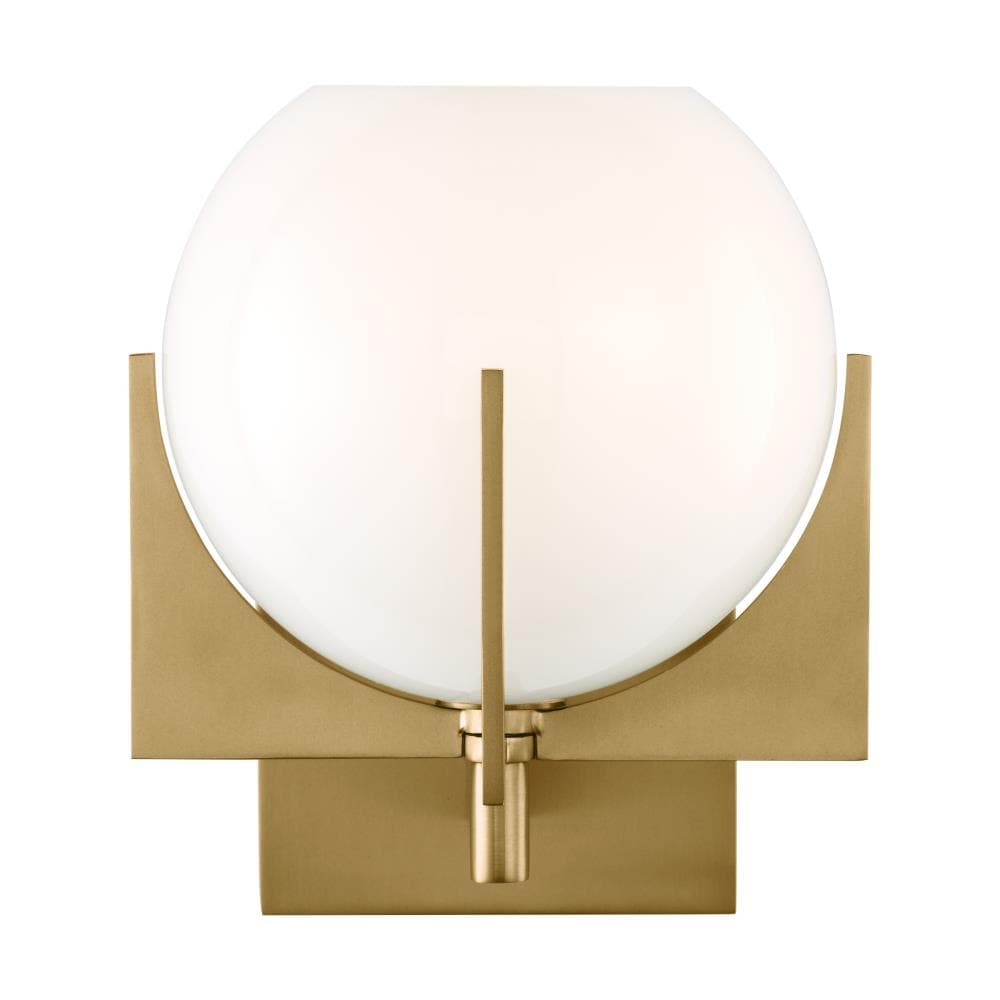 Abbott Retro-Inspired Burnished Brass Wall Sconce with Milk Glass Shade