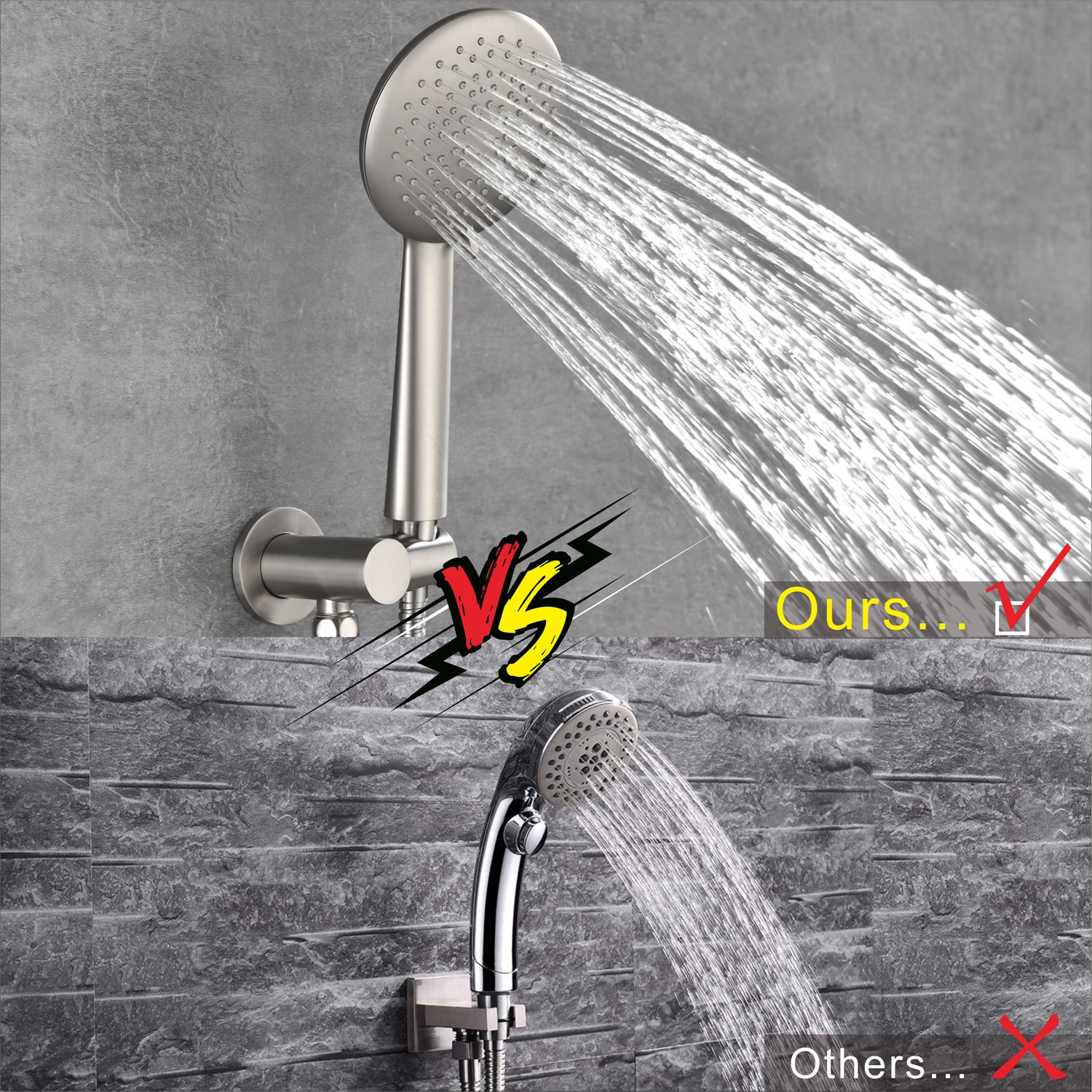 Pouuin Ob Brushed Nickel Waterfall Built-In Shower Faucet System 