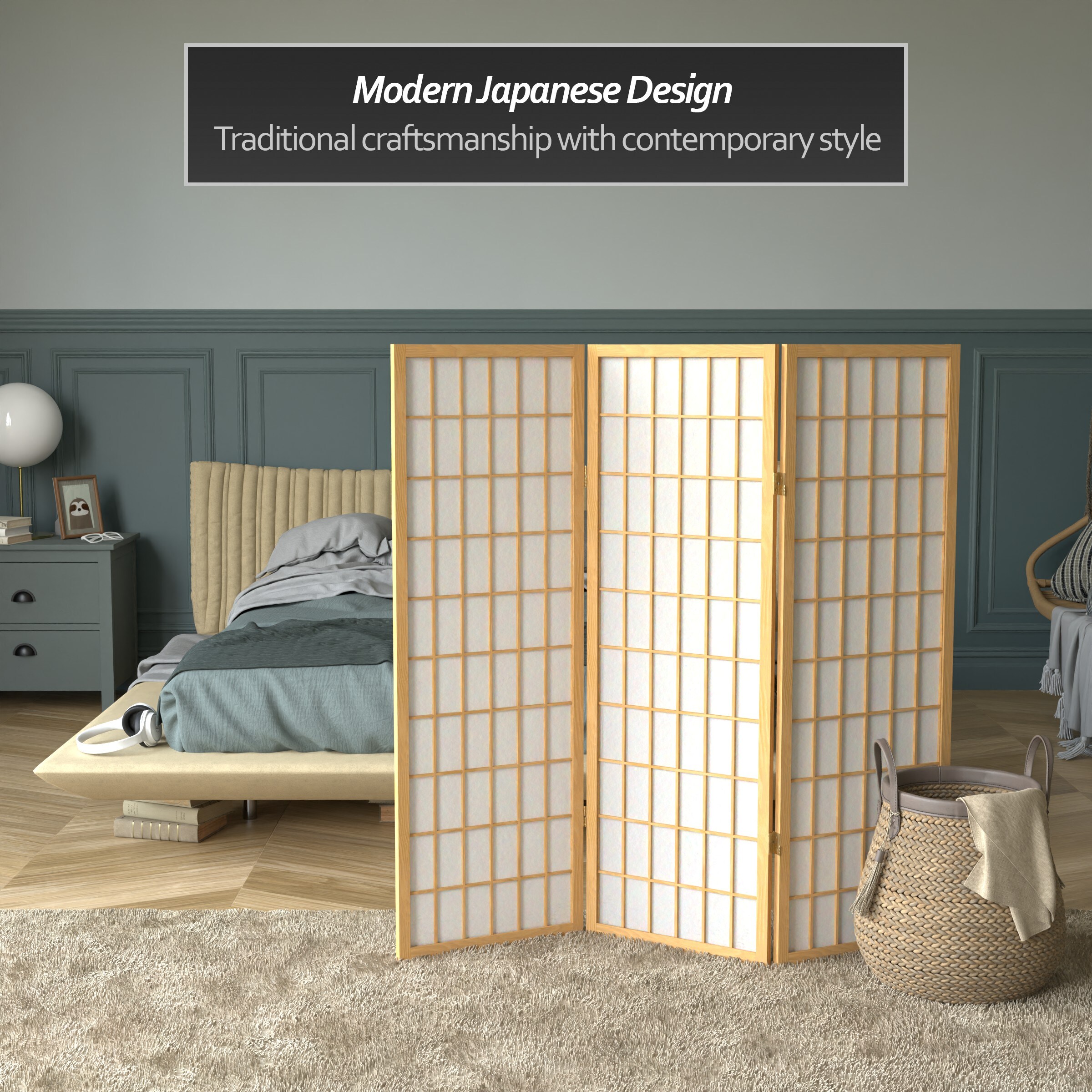Oriental Furniture WP48-NAT-3P Indoor-Privacy-Screens - View #3