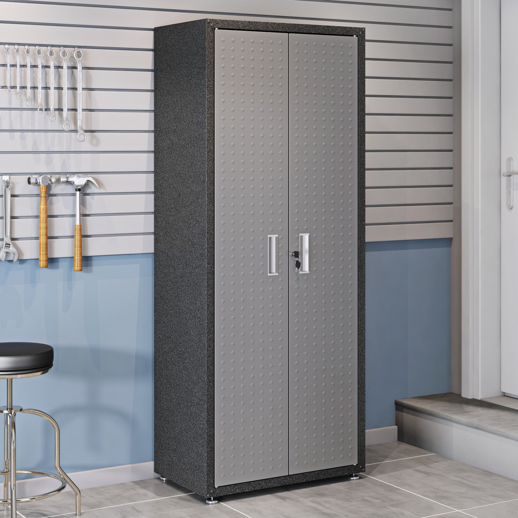 Keter Utility Cabinets Plastic Freestanding Garage Cabinet in Gray (27-in W x 38.58-in H x 14.75-in D)