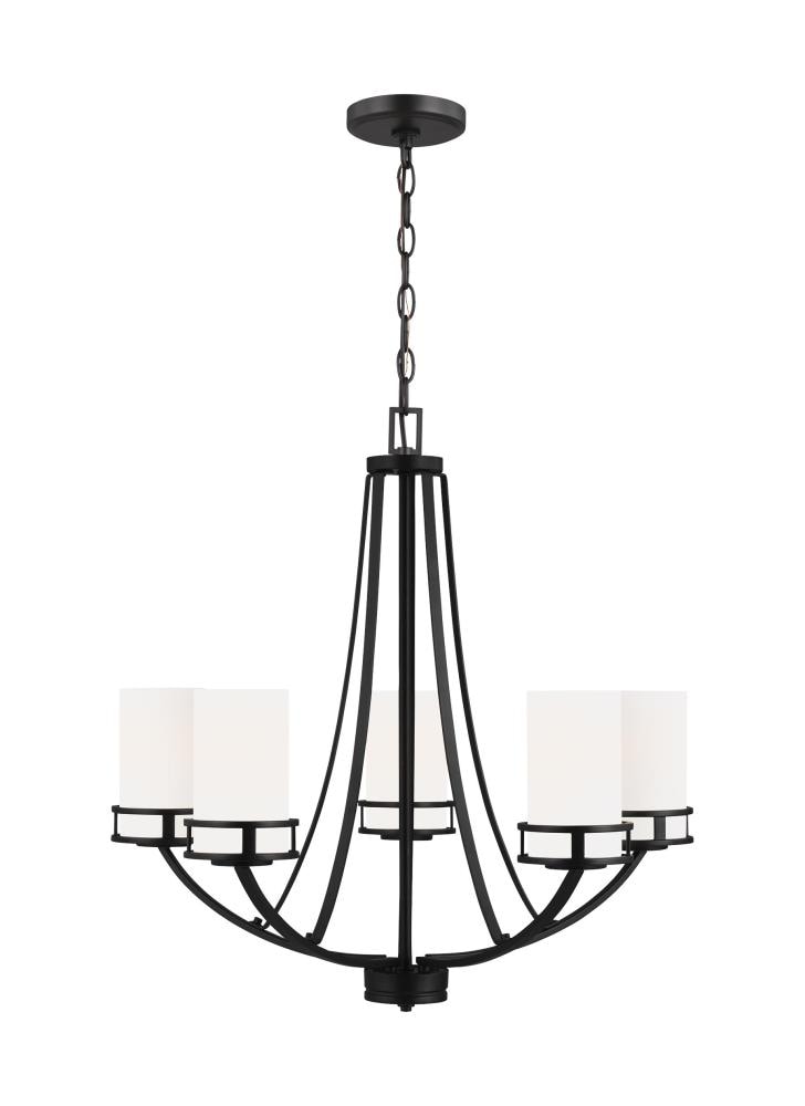 Generation Lighting 3121605EN3-112 Robie 5 -Light Black Craftsman For Use in Dining Rooms, Foyers, Kitchens, Chandelier